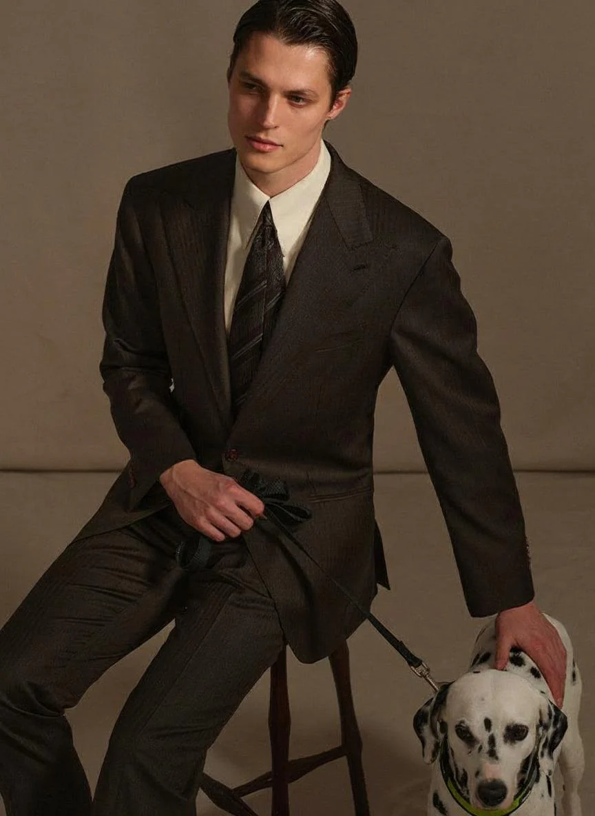 120S Pure Wool Herringbone Suit