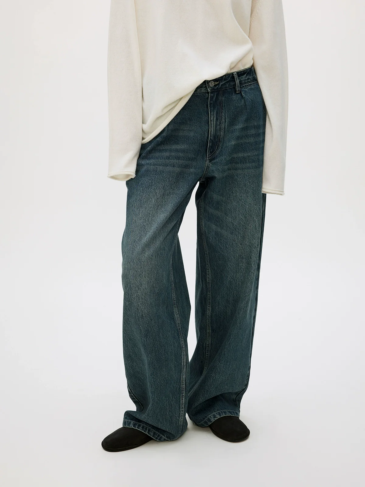 13.6oz Adjustable Wide-Leg Denim Trousers - Image 3