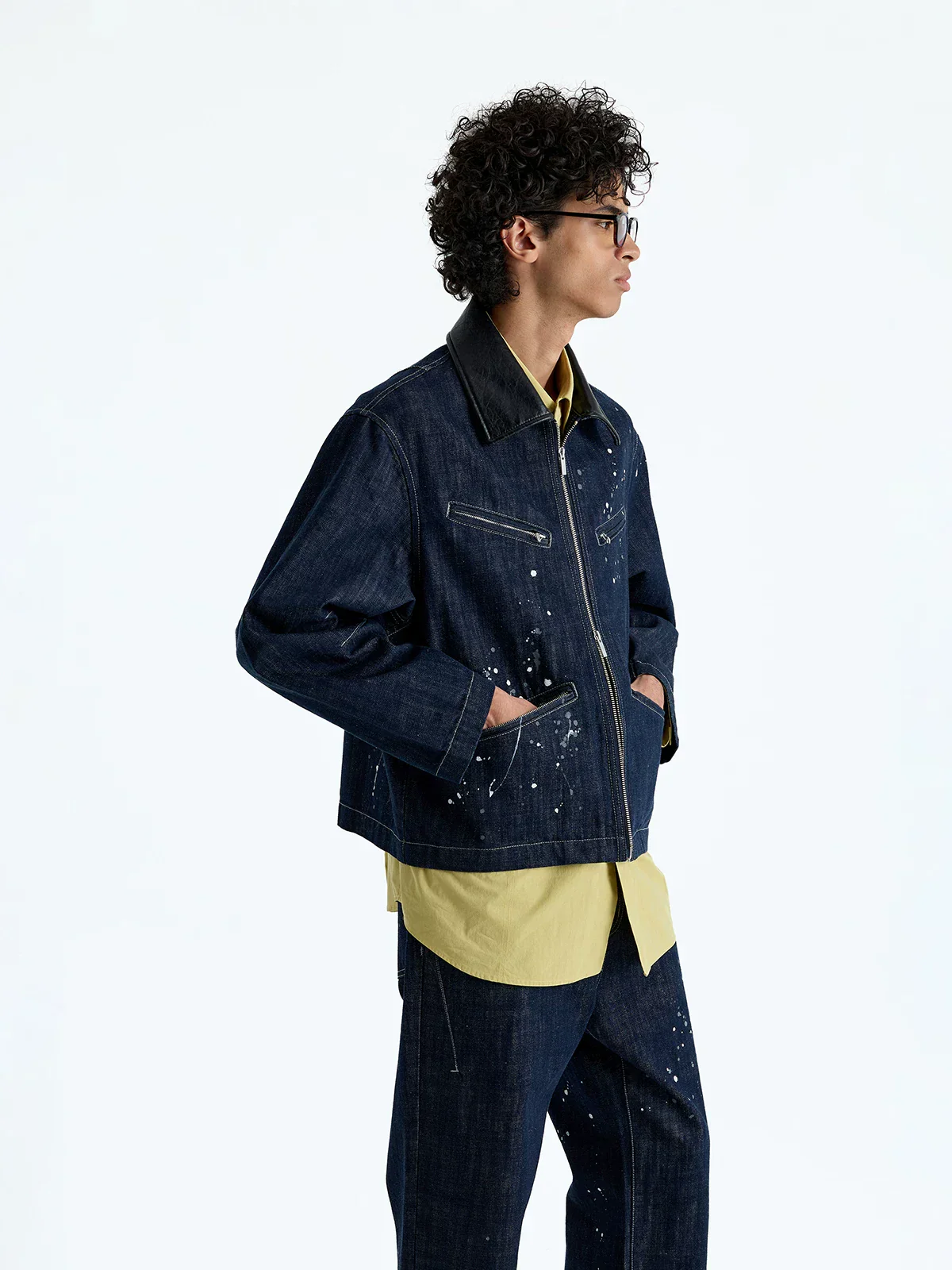 13oz Paint-Splatter Zip Denim Jacket - Image 2