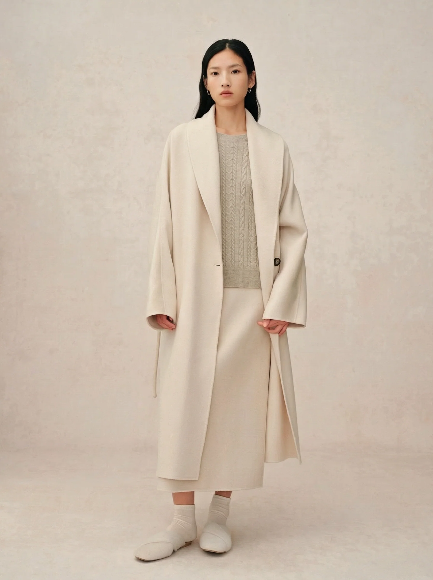 14.5-Micron Double-Faced Cashmere Straight Midi Skirt - Image 3