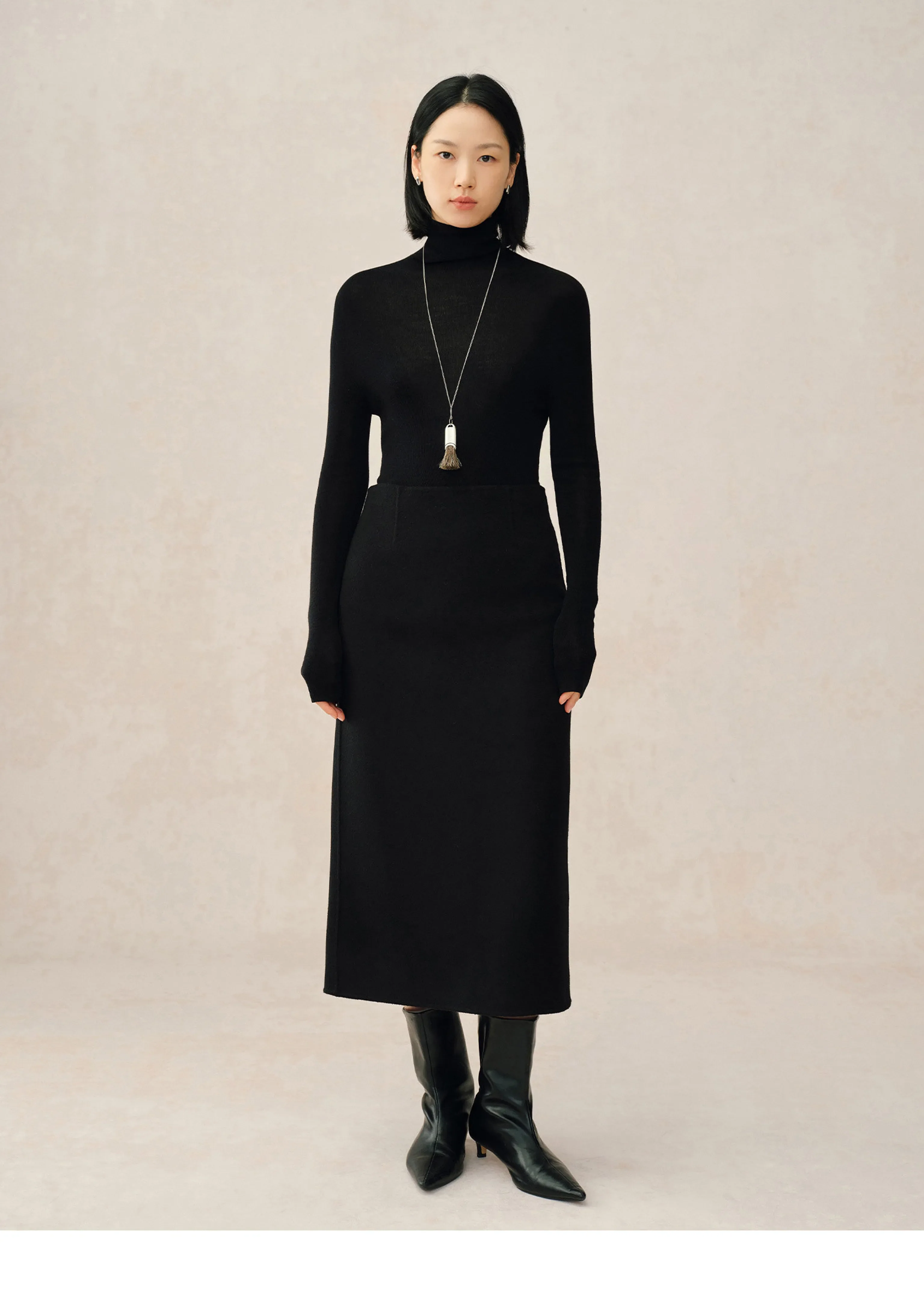 14.5-Micron Double-Faced Cashmere Straight Midi Skirt - Image 5