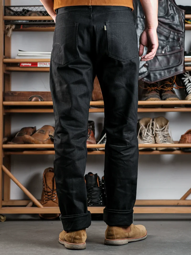 14oz Double-Dyed Black Selvedge Jeans - Image 3