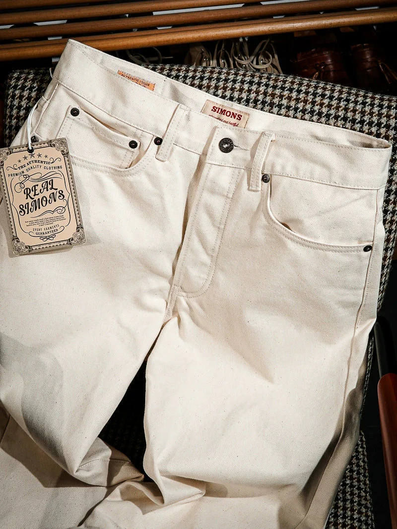 14oz Ecru Selvedge Slim Straight Jeans - Image 3