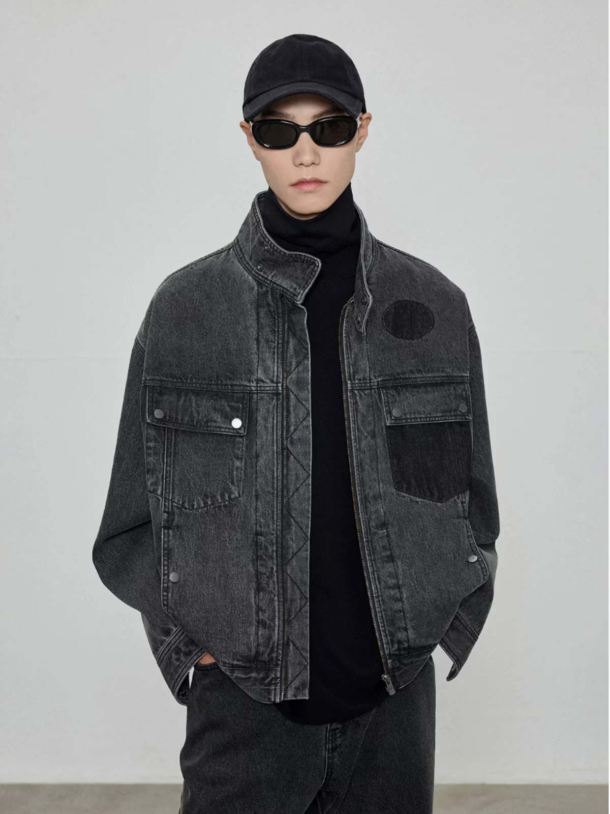 14oz High-Neck Utility Denim Jacket - Image 3
