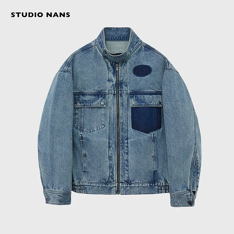 14oz High-Neck Utility Denim Jacket - Image 4