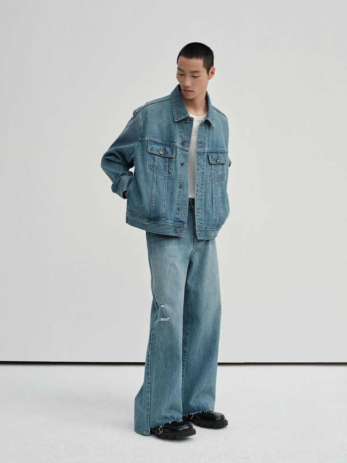 14oz Turkish Denim Distressed Straight Jeans - Image 5