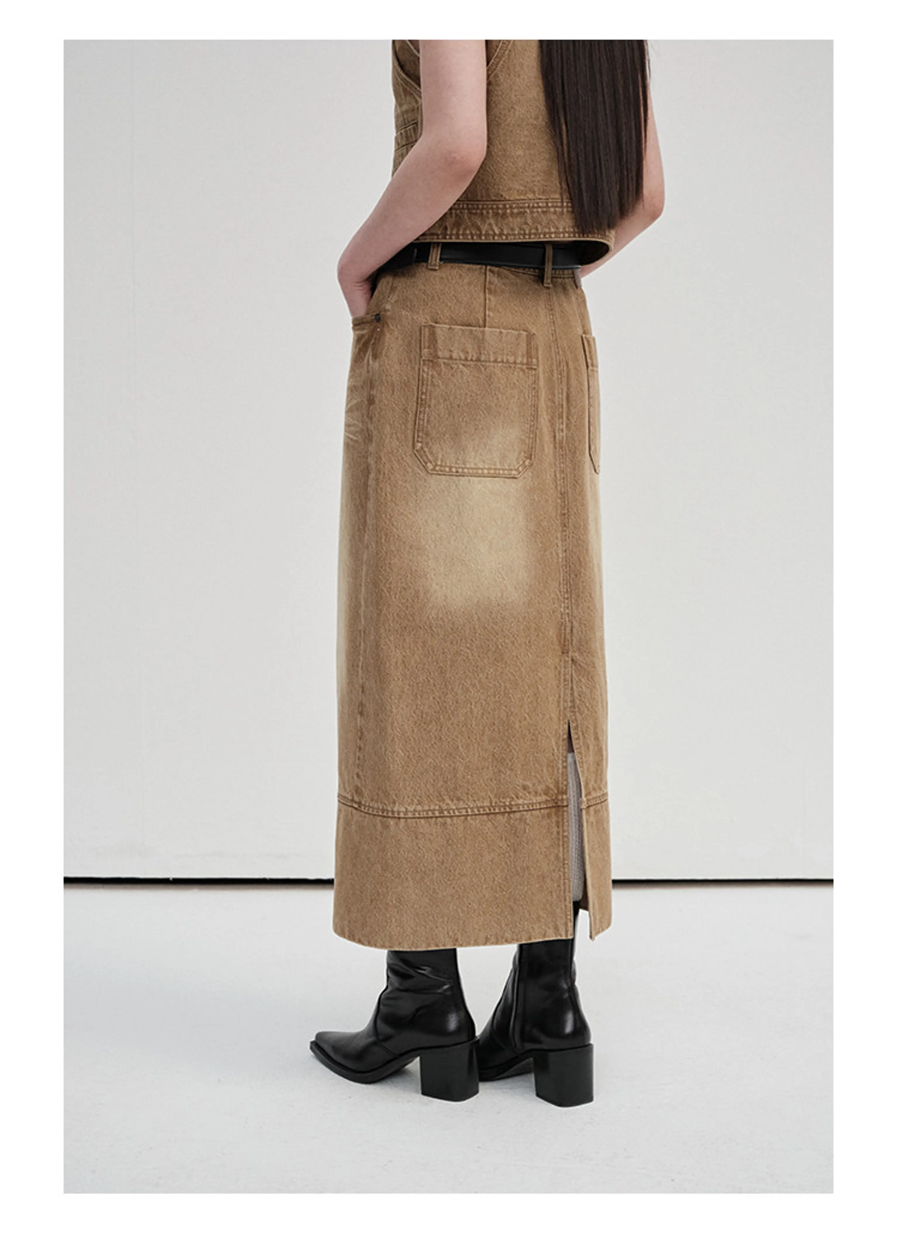 14oz Turkish Denim Flare Jeans & Column Skirt - Image 5