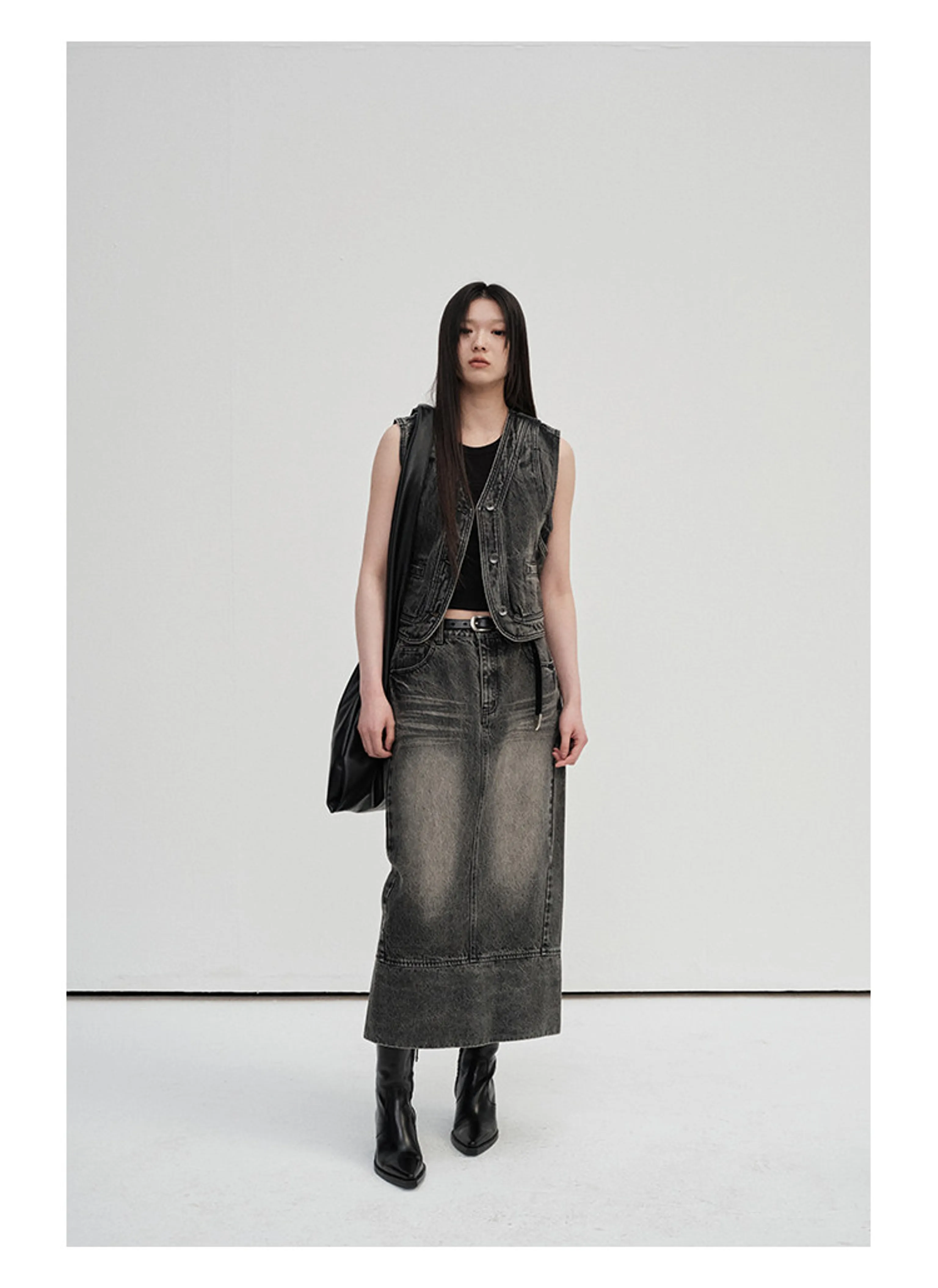 14oz Turkish Denim Flare Jeans & Column Skirt - Image 6