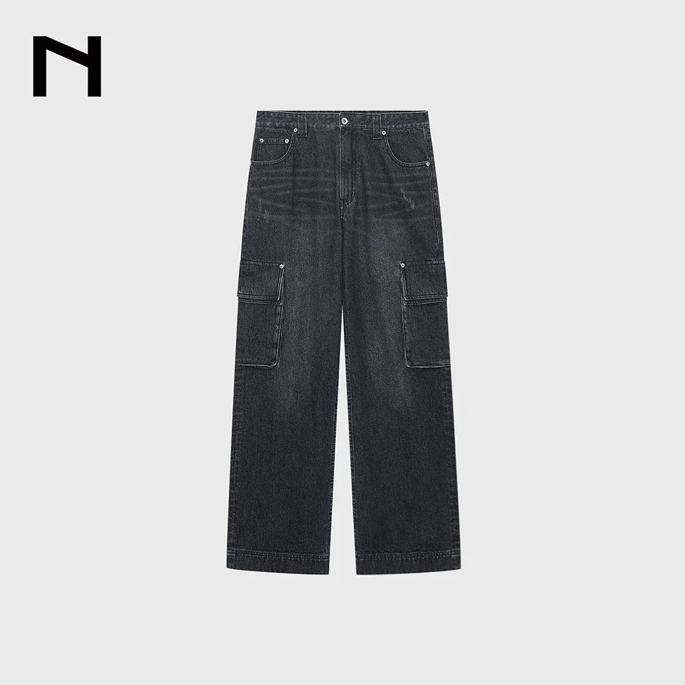 14oz Washed Straight-Leg Denim Cargo Pants - Image 7