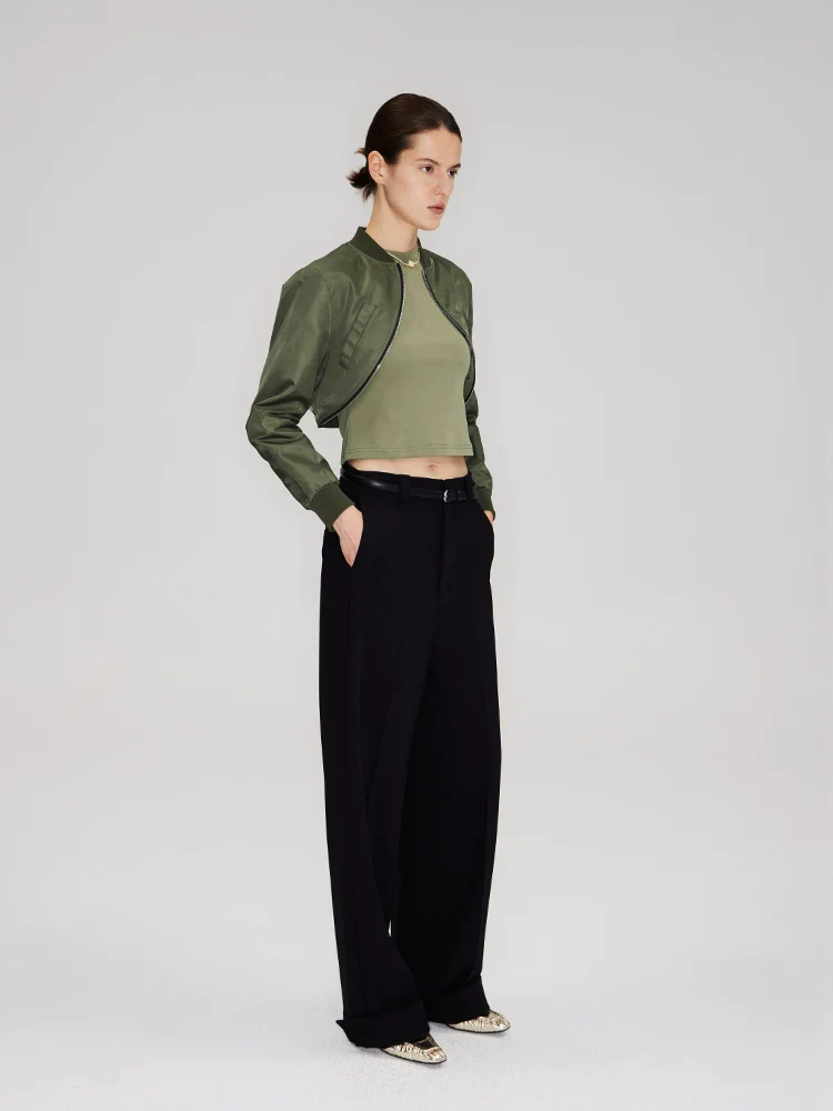 3/4 Sleeve Cropped Nylon Jacket - Image 4