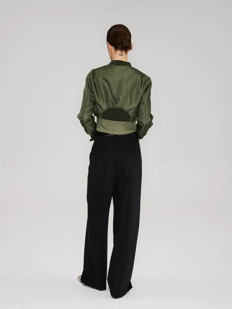 3/4 Sleeve Cropped Nylon Jacket - Image 5