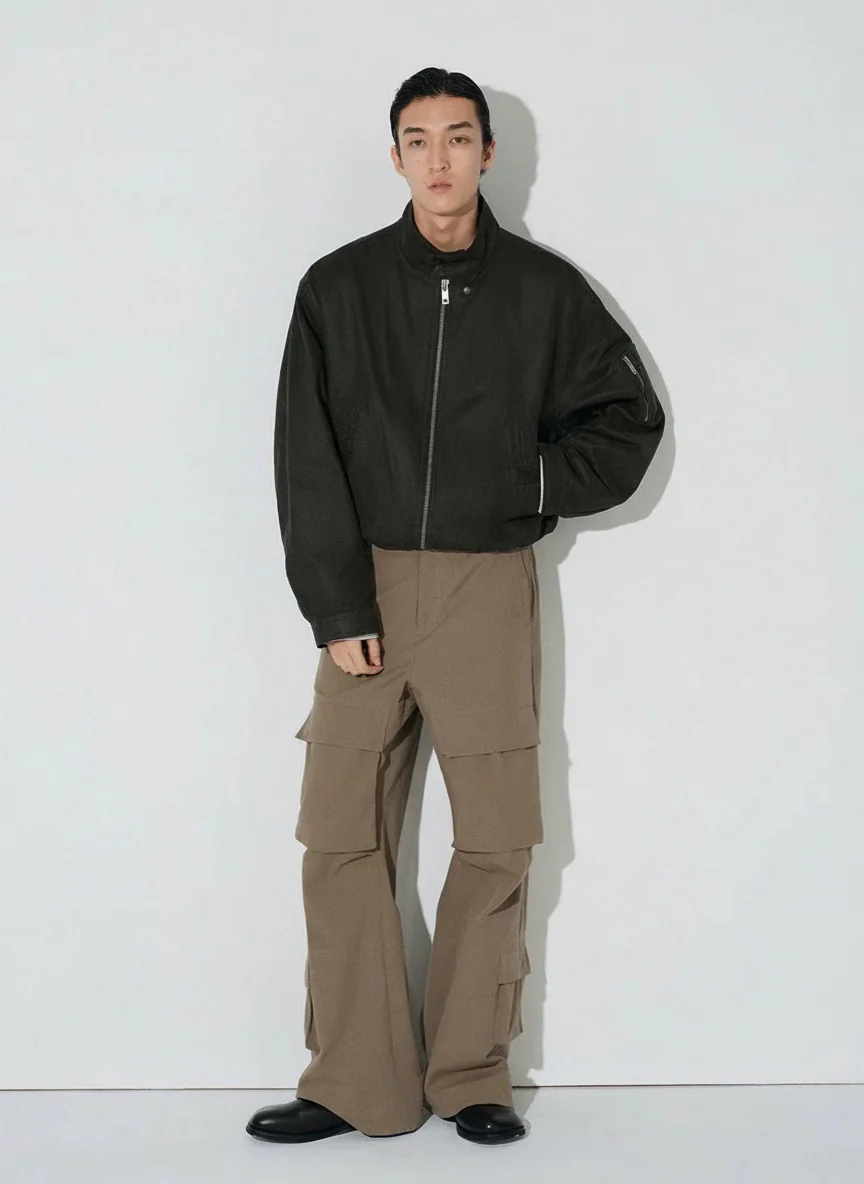 3D Pocket Wide-Leg Cargo Pants