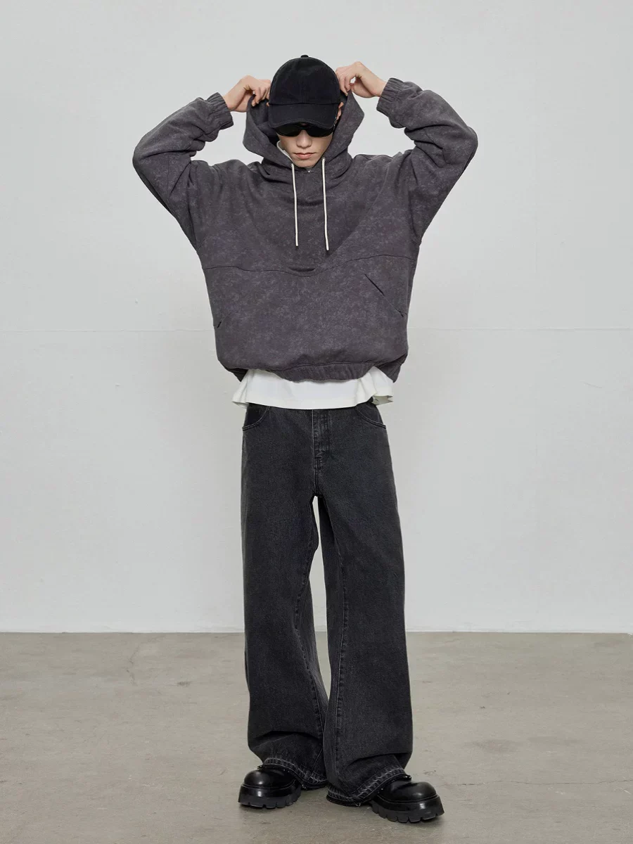 500g Pigment-Washed Terry Arc Pocket Hoodie - Image 4
