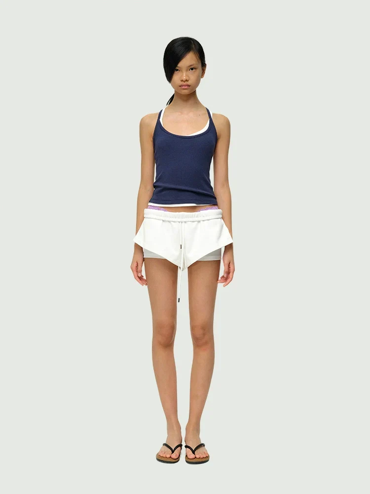 A-Line Layered Drawstring Shorts
