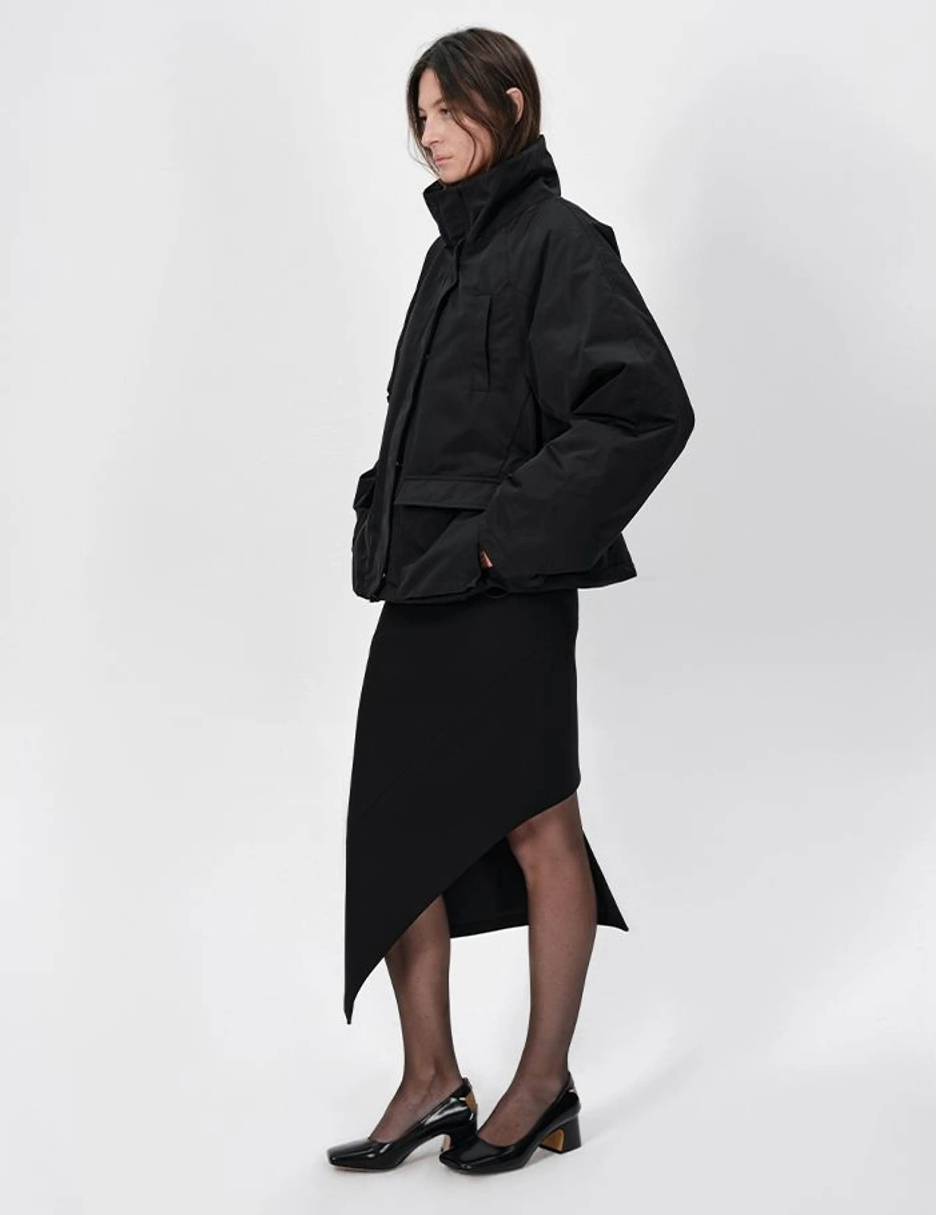 A-line Stand Collar Multi-Pocket Jacket - Image 4