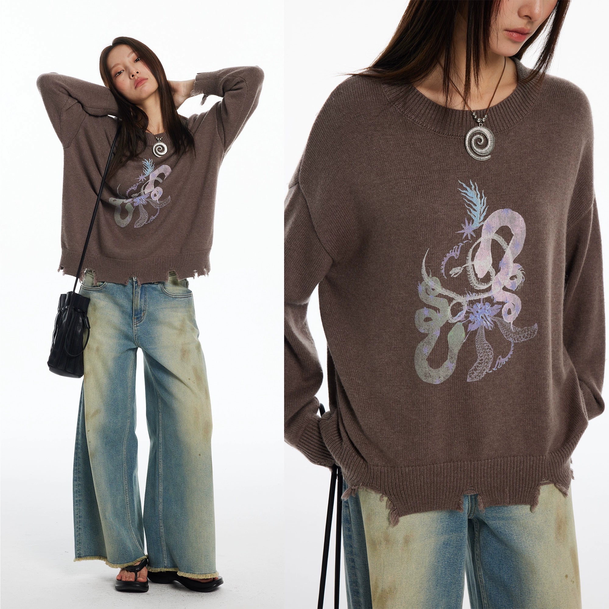 Abstract Knit Sweater - Image 2