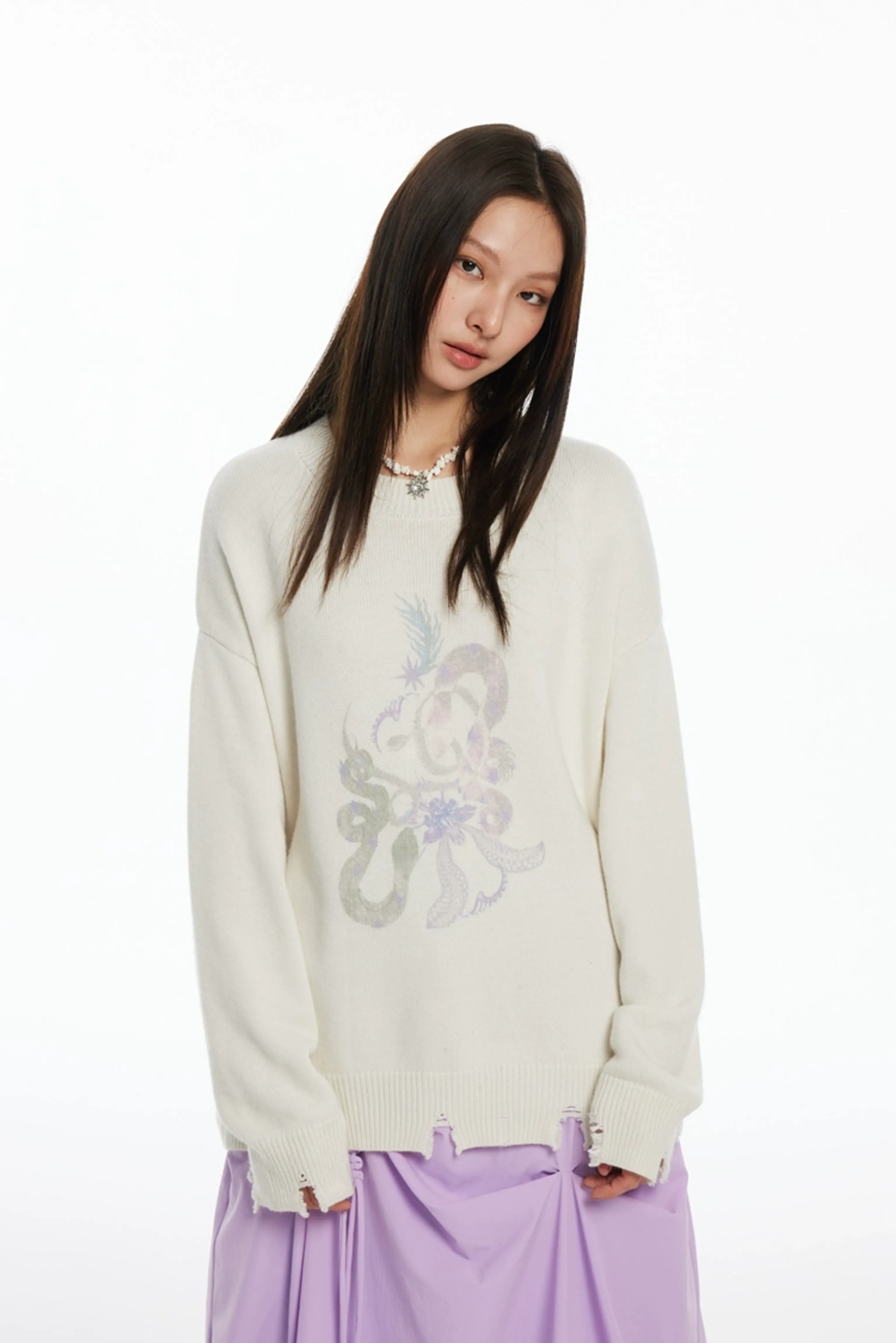 Abstract Knit Sweater - Image 7