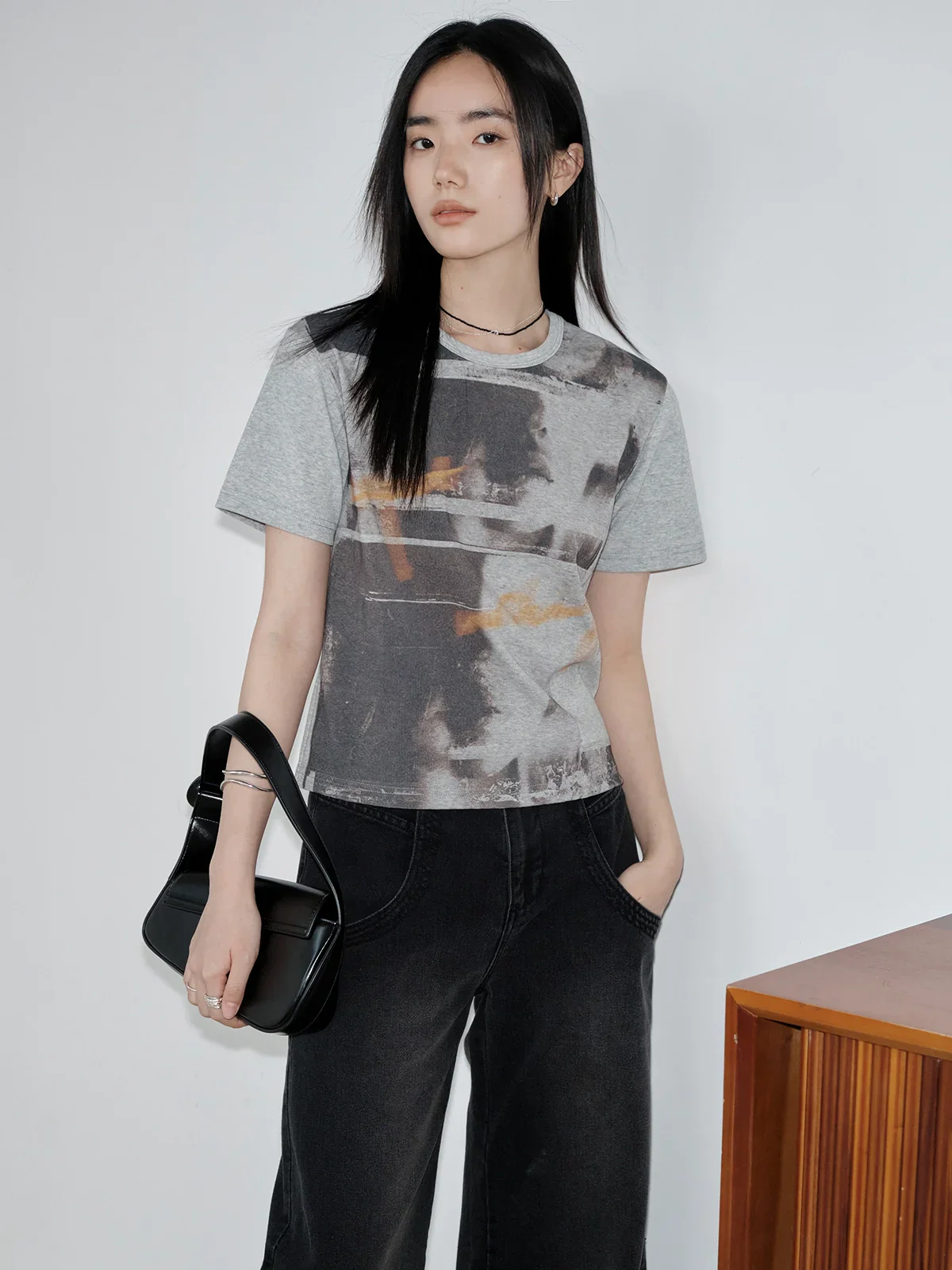 Abstract Print Crewneck Tee - Image 3