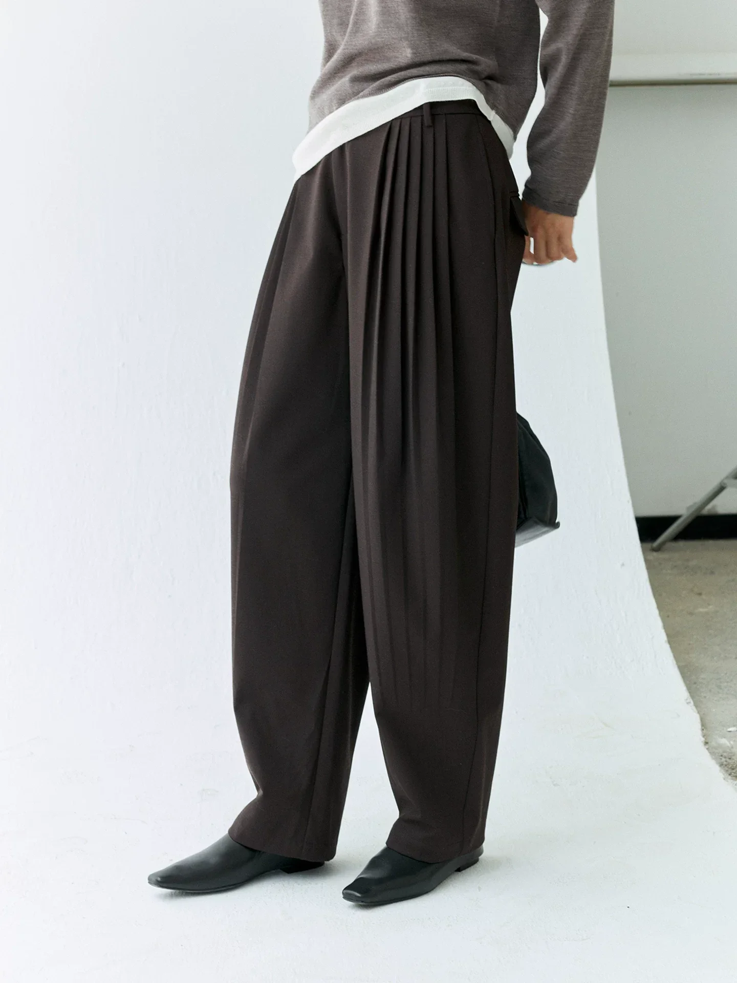 Accordion Pleat Wool Trousers - Image 2