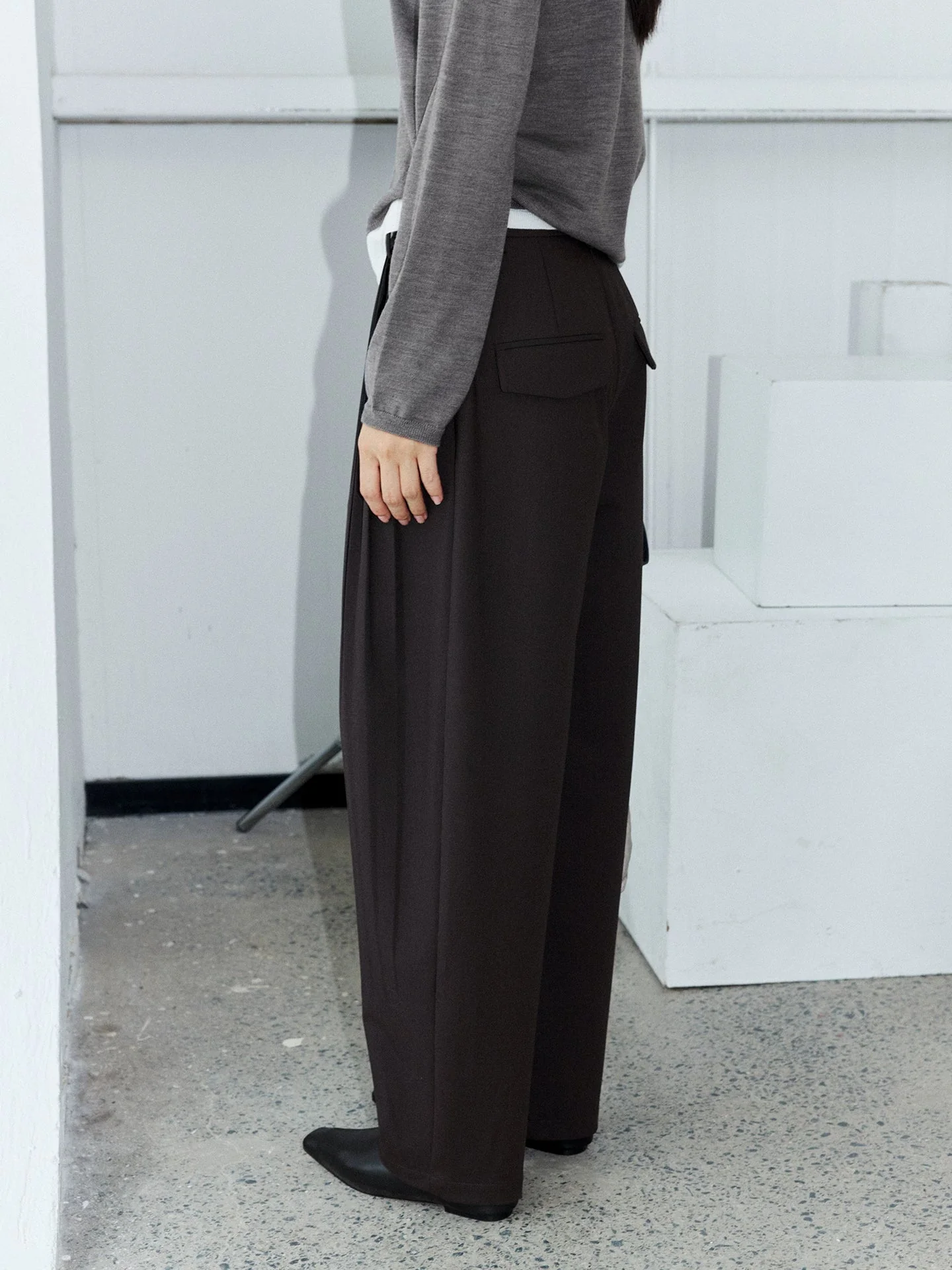 Accordion Pleat Wool Trousers - Image 4