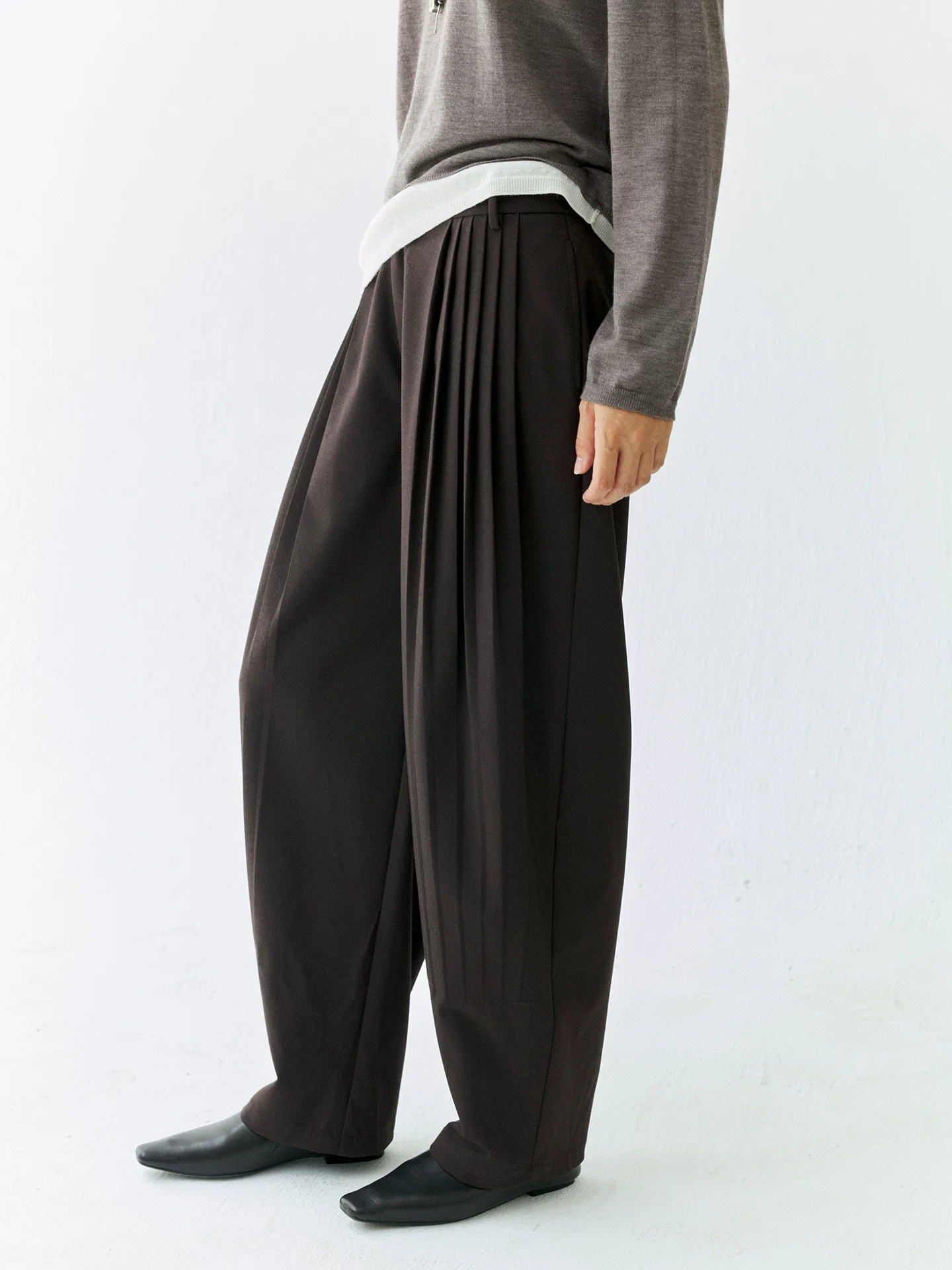 Accordion Pleat Wool Trousers - Image 6