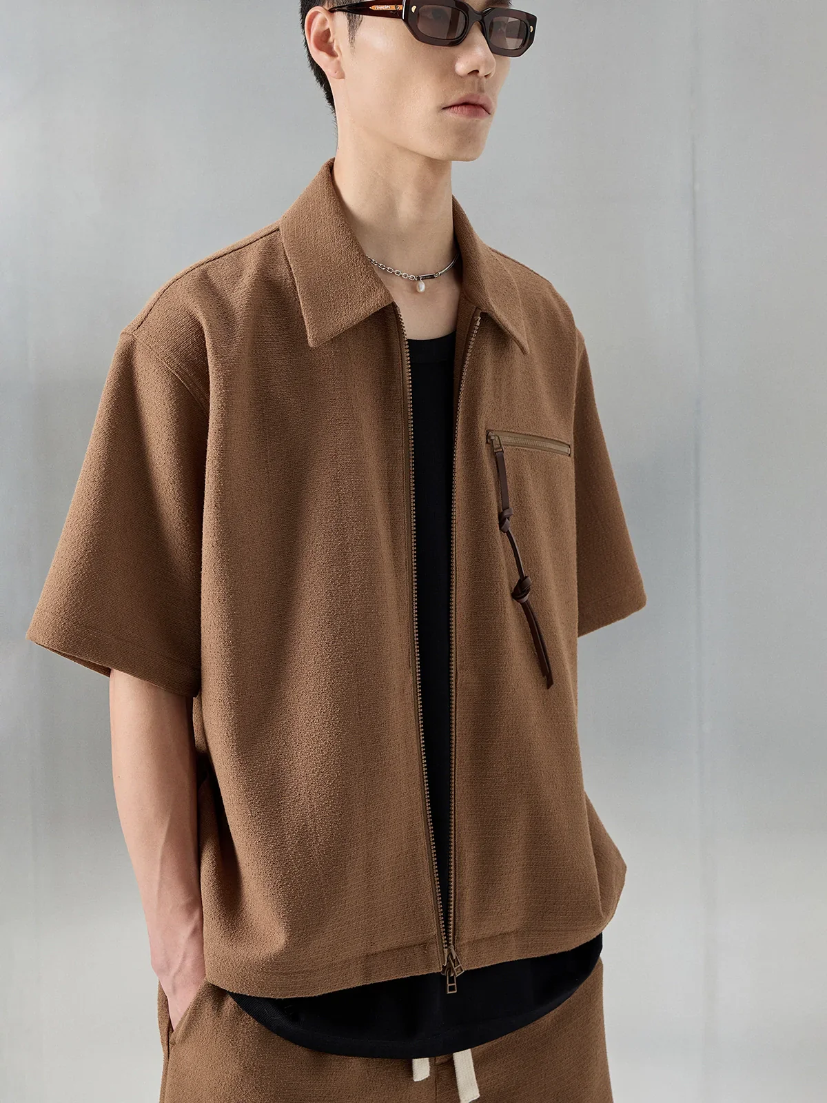 Acetate Bouclé Zip Shirt & Shorts Set - Image 2