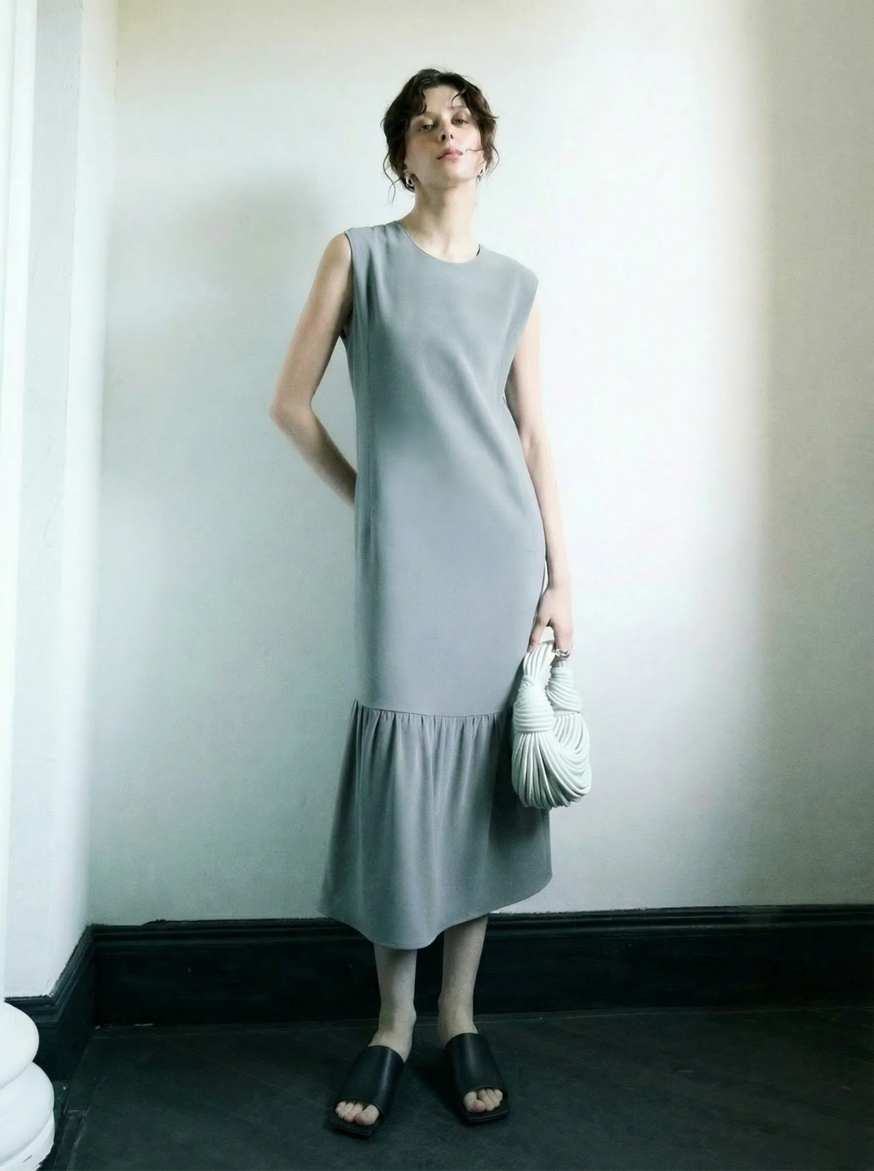 Acetate Flounce Long Dress - Image 2