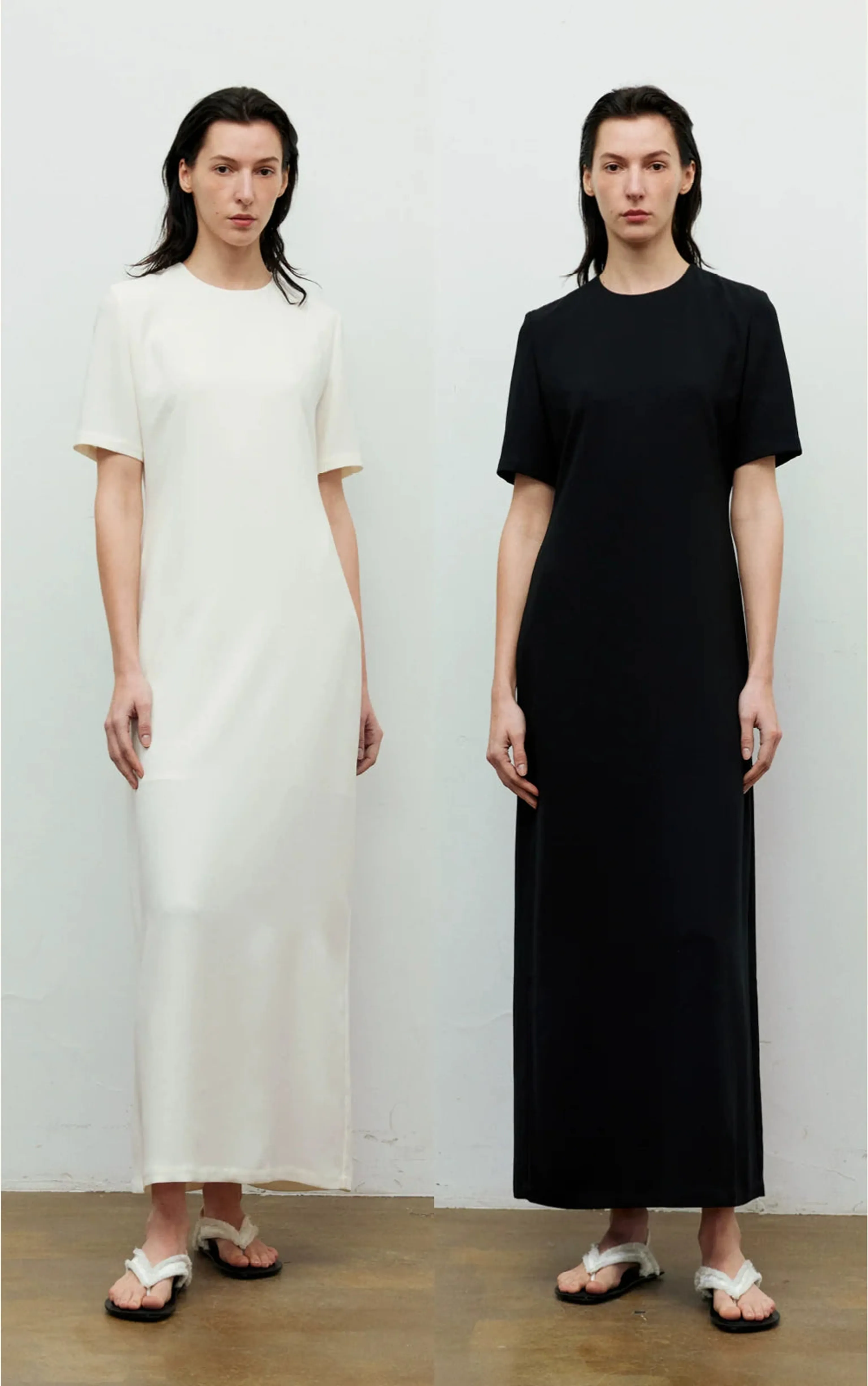 Acetate Short-Sleeve Midi Dress
