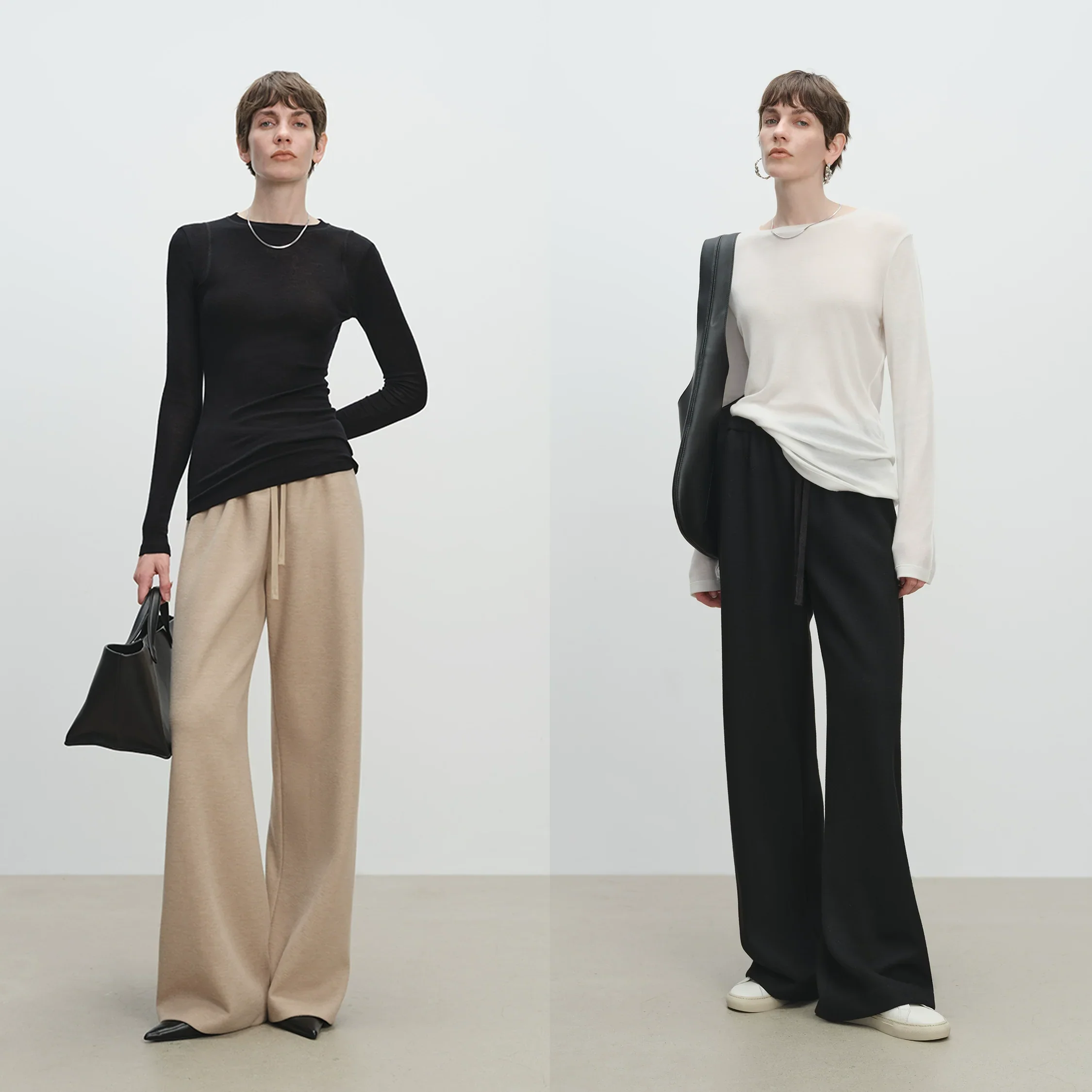 Acetate-Wool Drawstring Wide-Leg Trousers - Image 4