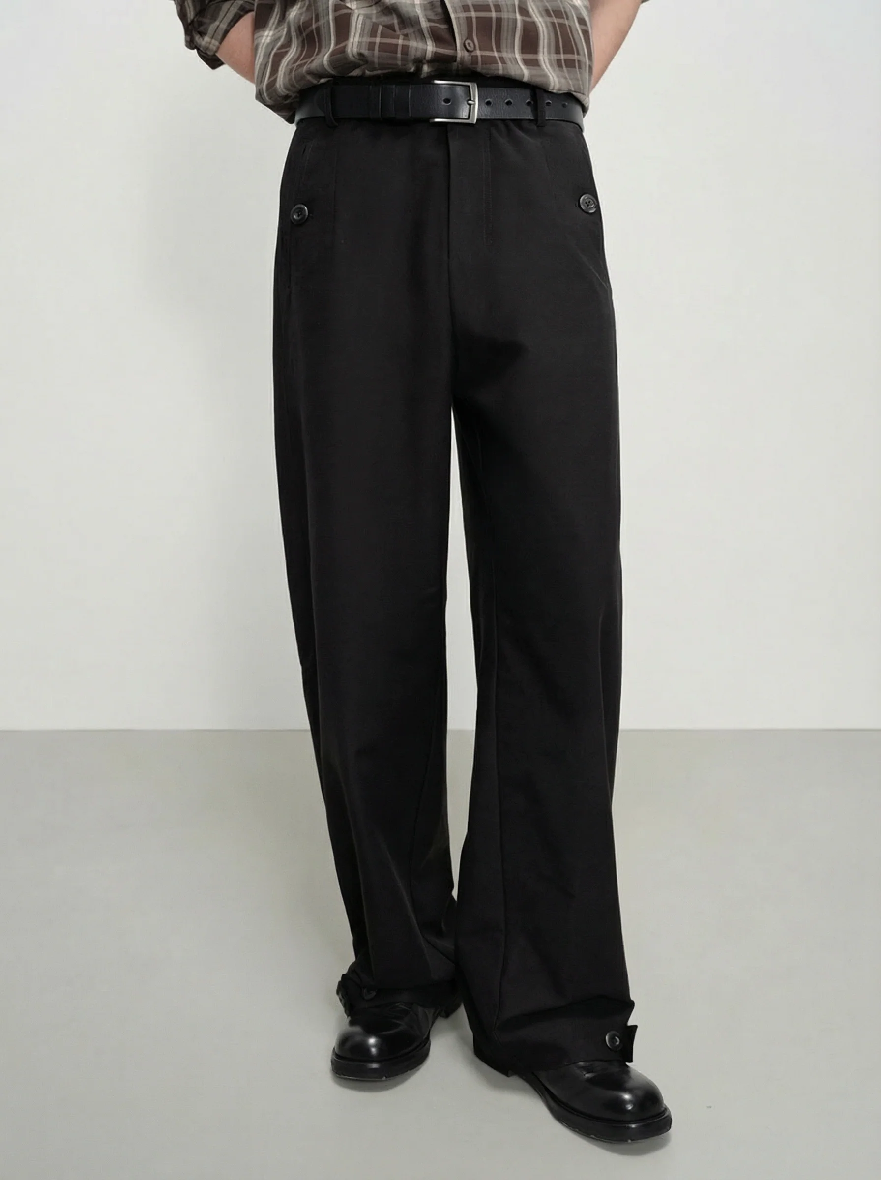 Adjustable Cuff Wide-Leg Trousers