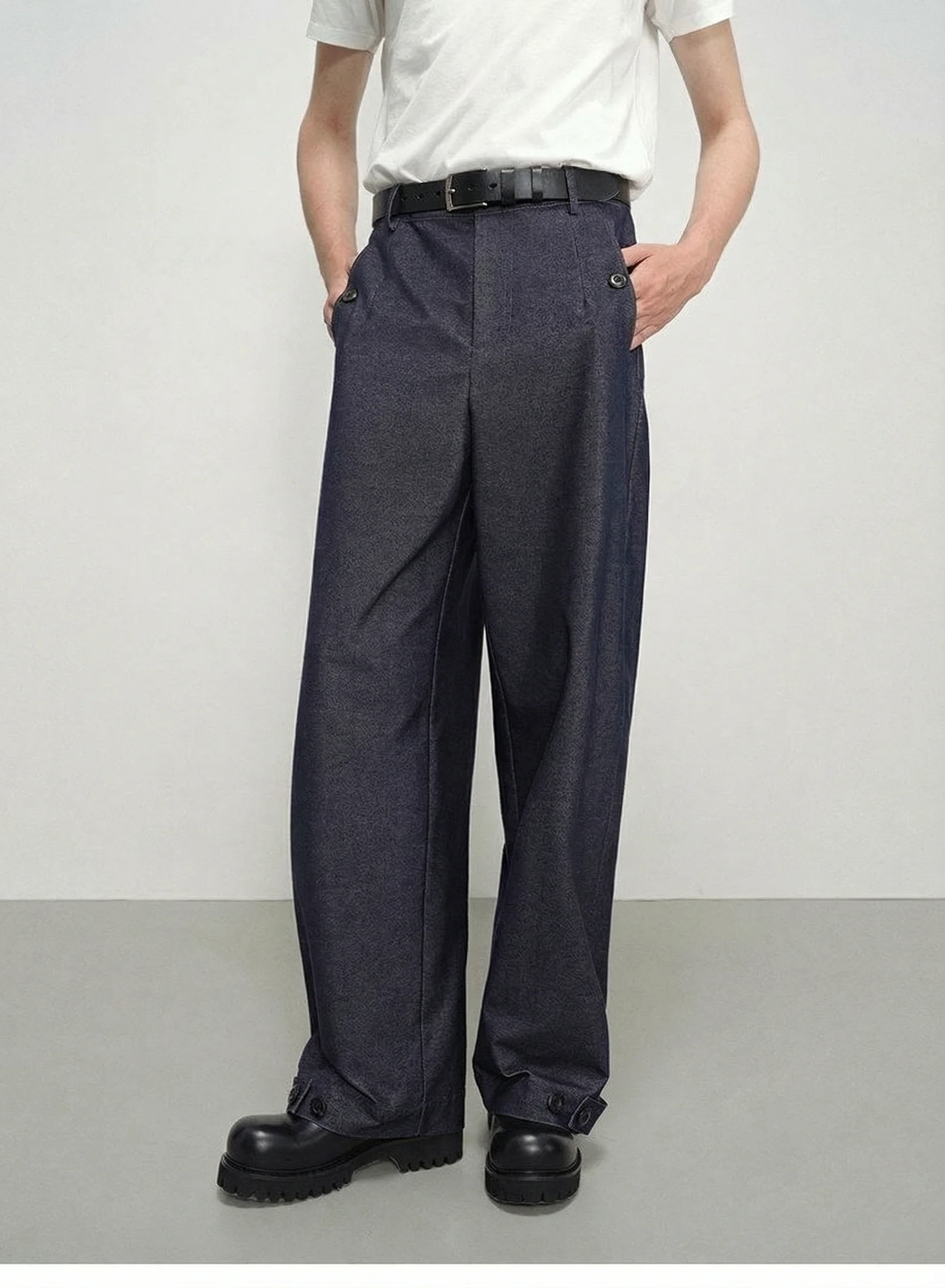 Adjustable Cuff Wide-Leg Trousers - Image 6