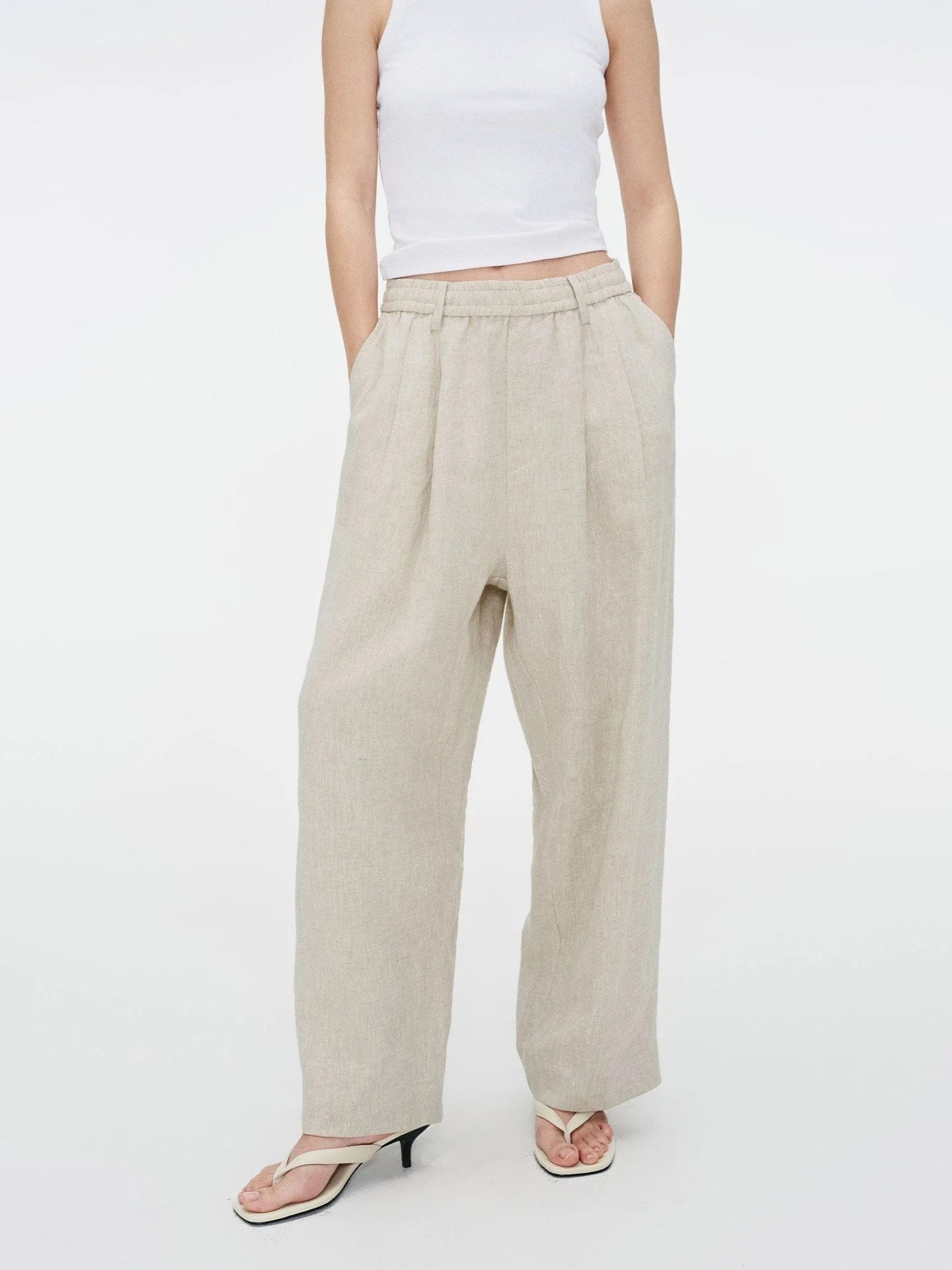 Adjustable Hem Linen Pants - Image 3