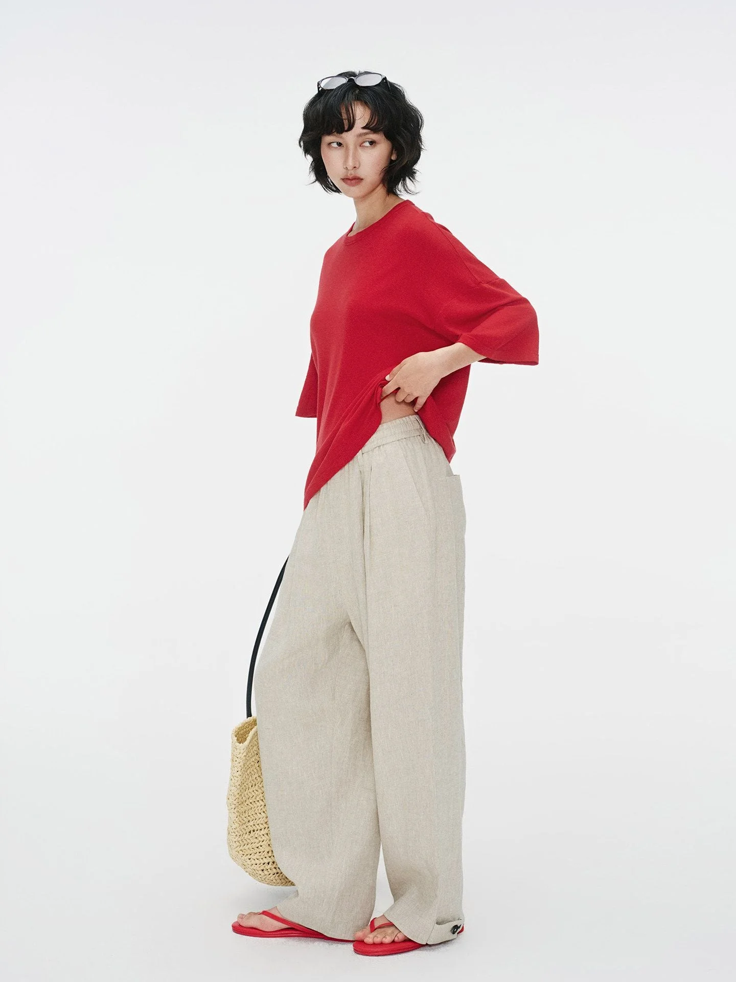 Adjustable Hem Linen Pants - Image 4