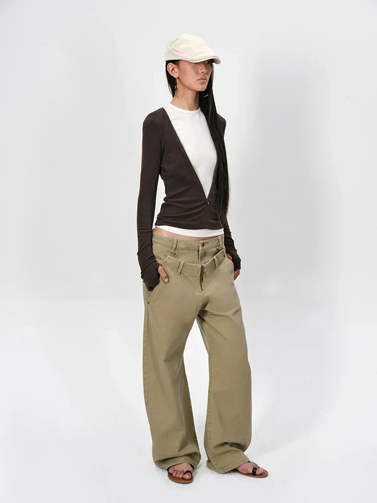 Adjustable V‑Neck Knit Top