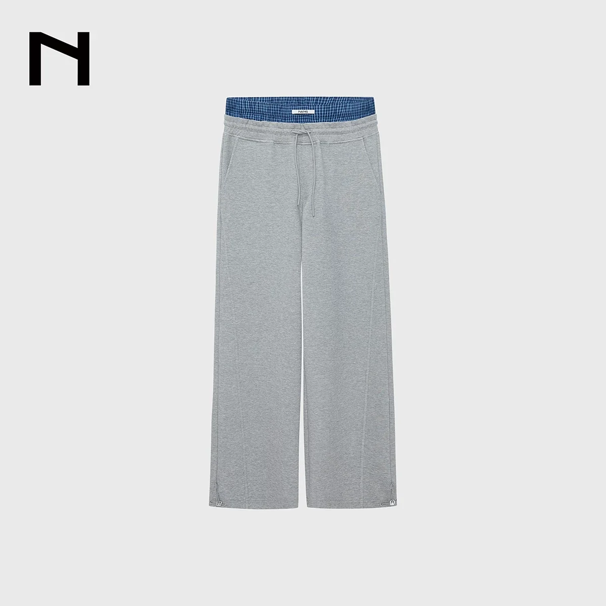 Air-Layer Check Waistband Wide-Leg Sweatpants - Image 6