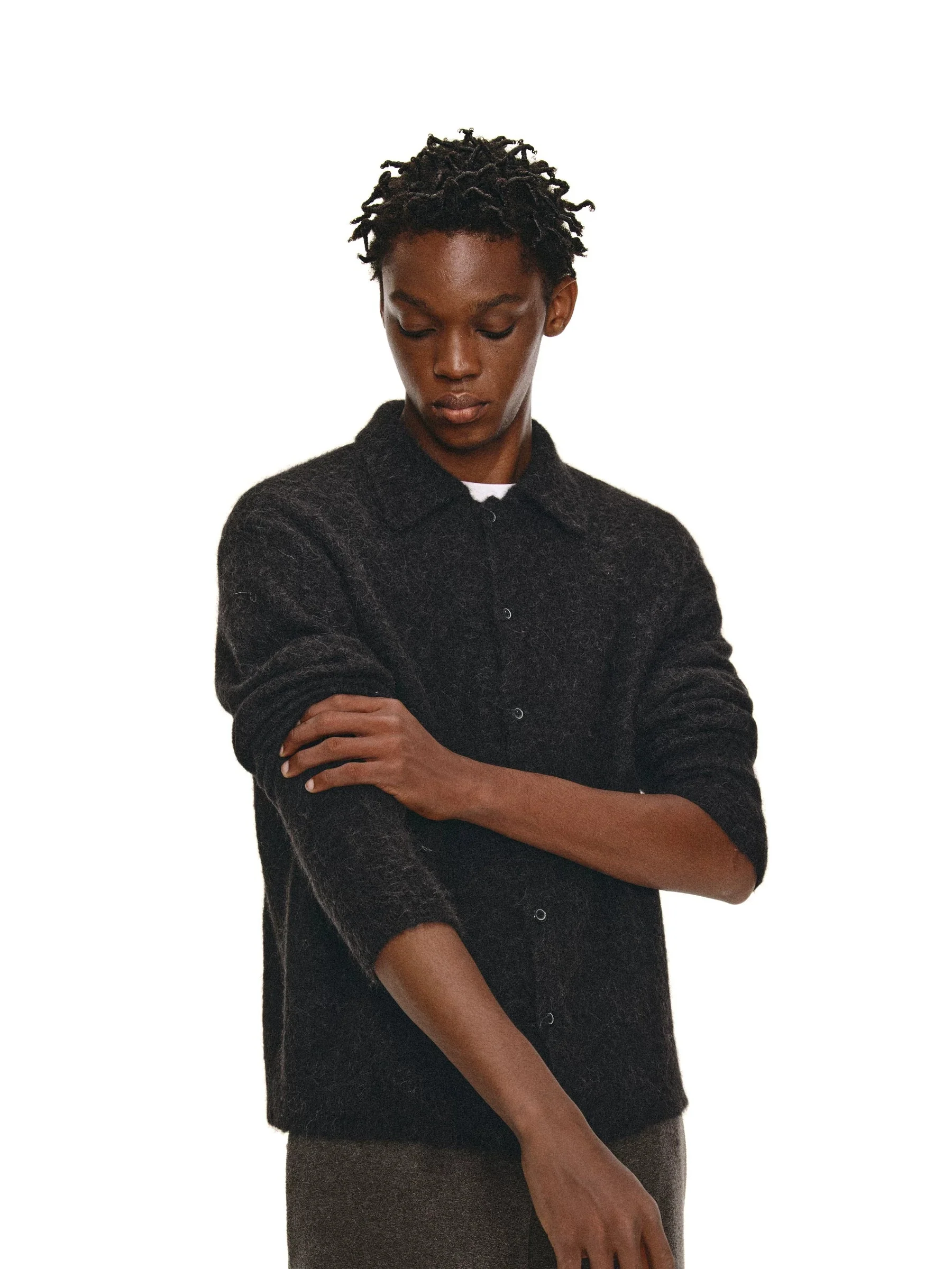 Alpaca Blend Collared Cardigan
