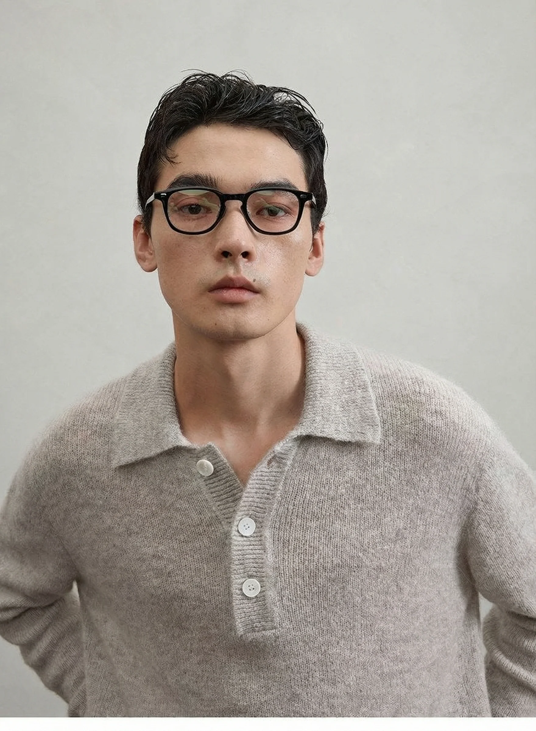 Alpaca Blend Knit Polo Sweater - Image 5