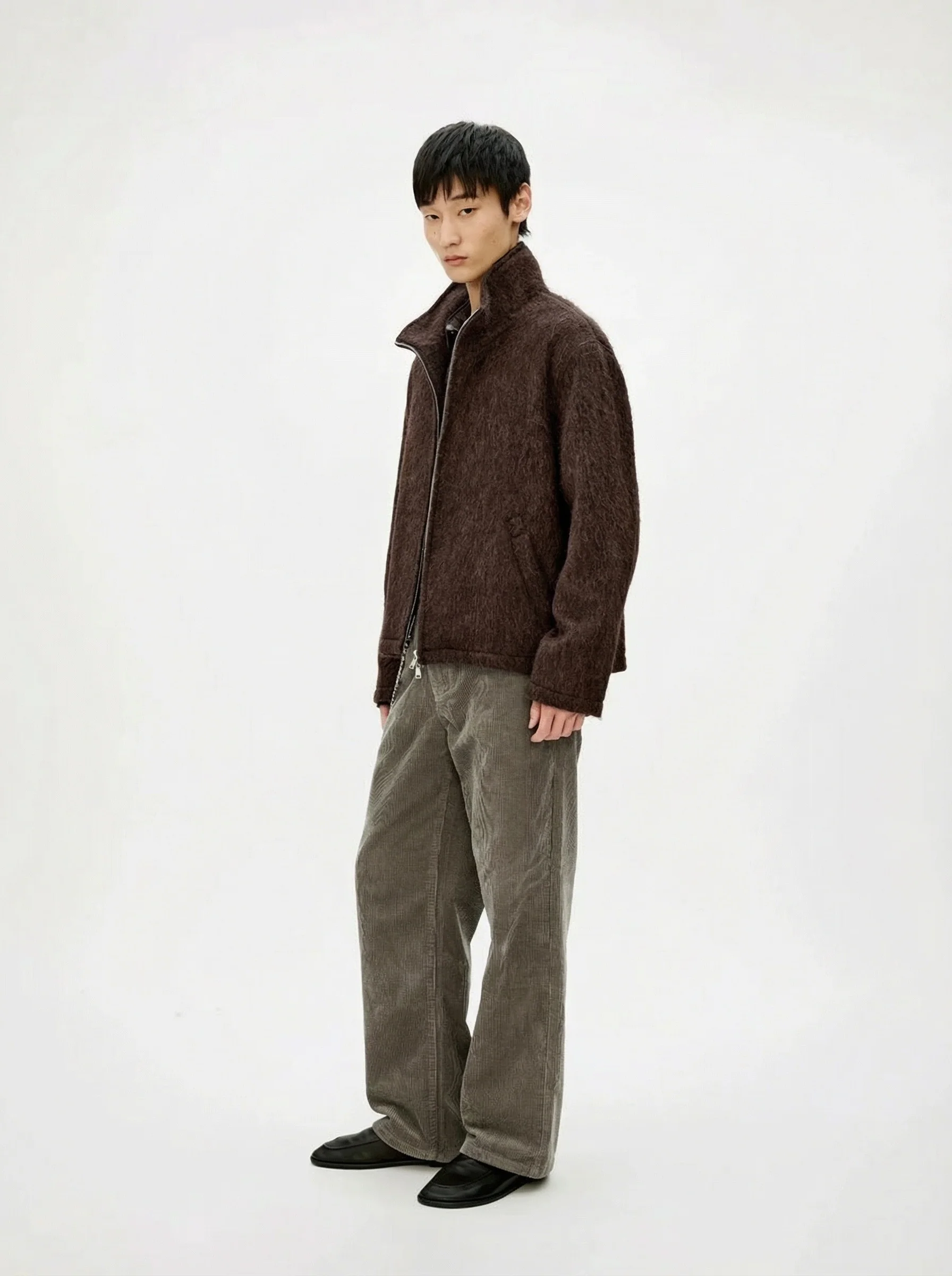 Alpaca Blend Long-Pile Stand Collar Zip Jacket - Image 2