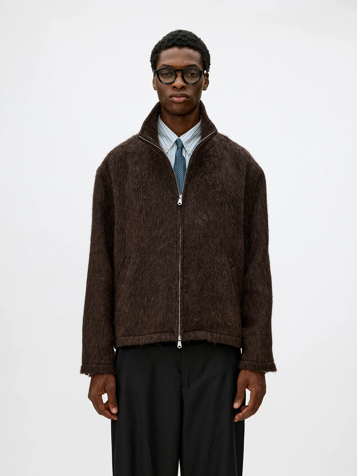 Alpaca Blend Long-Pile Stand Collar Zip Jacket - Image 6