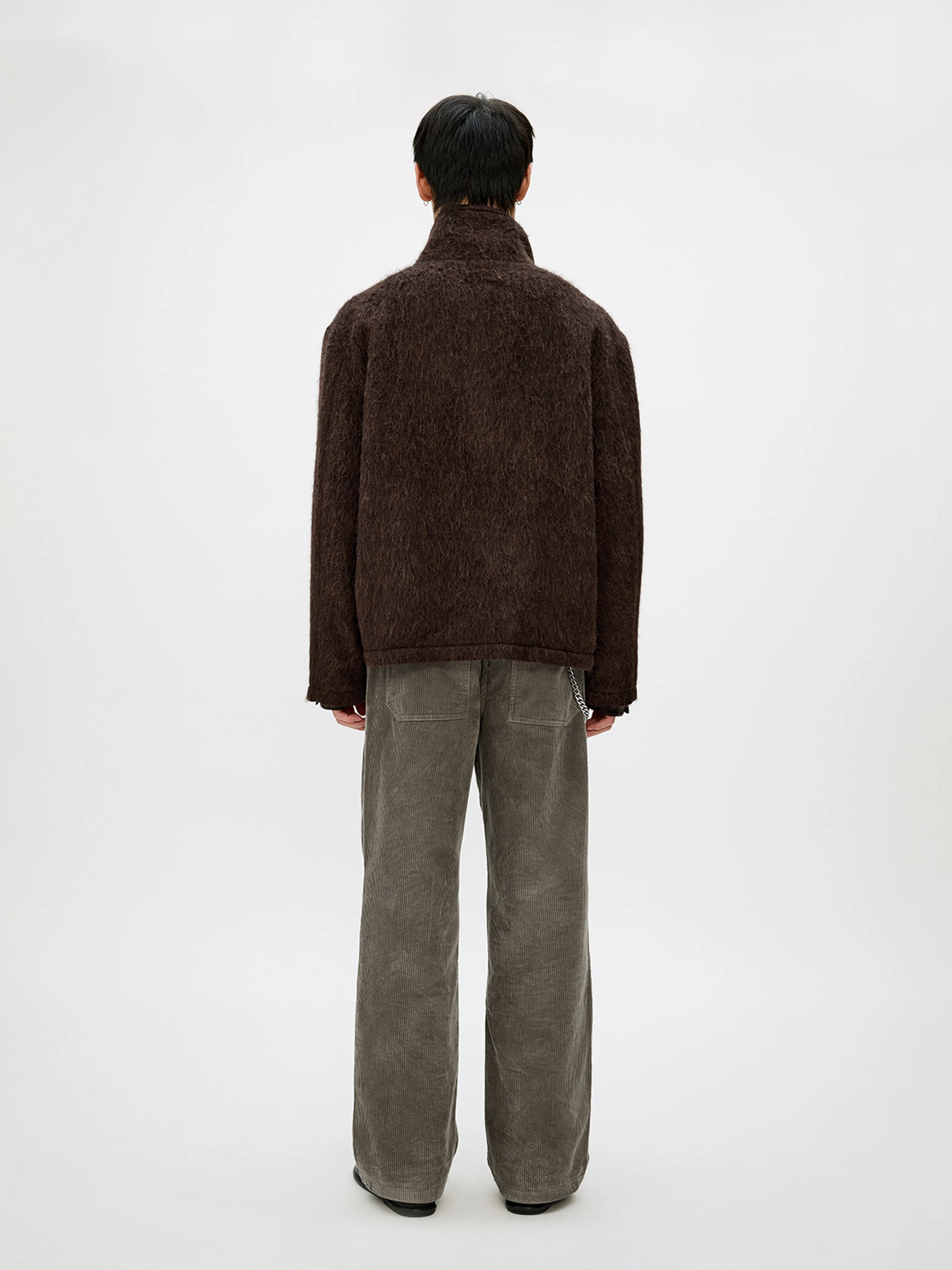 Alpaca Blend Long-Pile Stand Collar Zip Jacket - Image 7