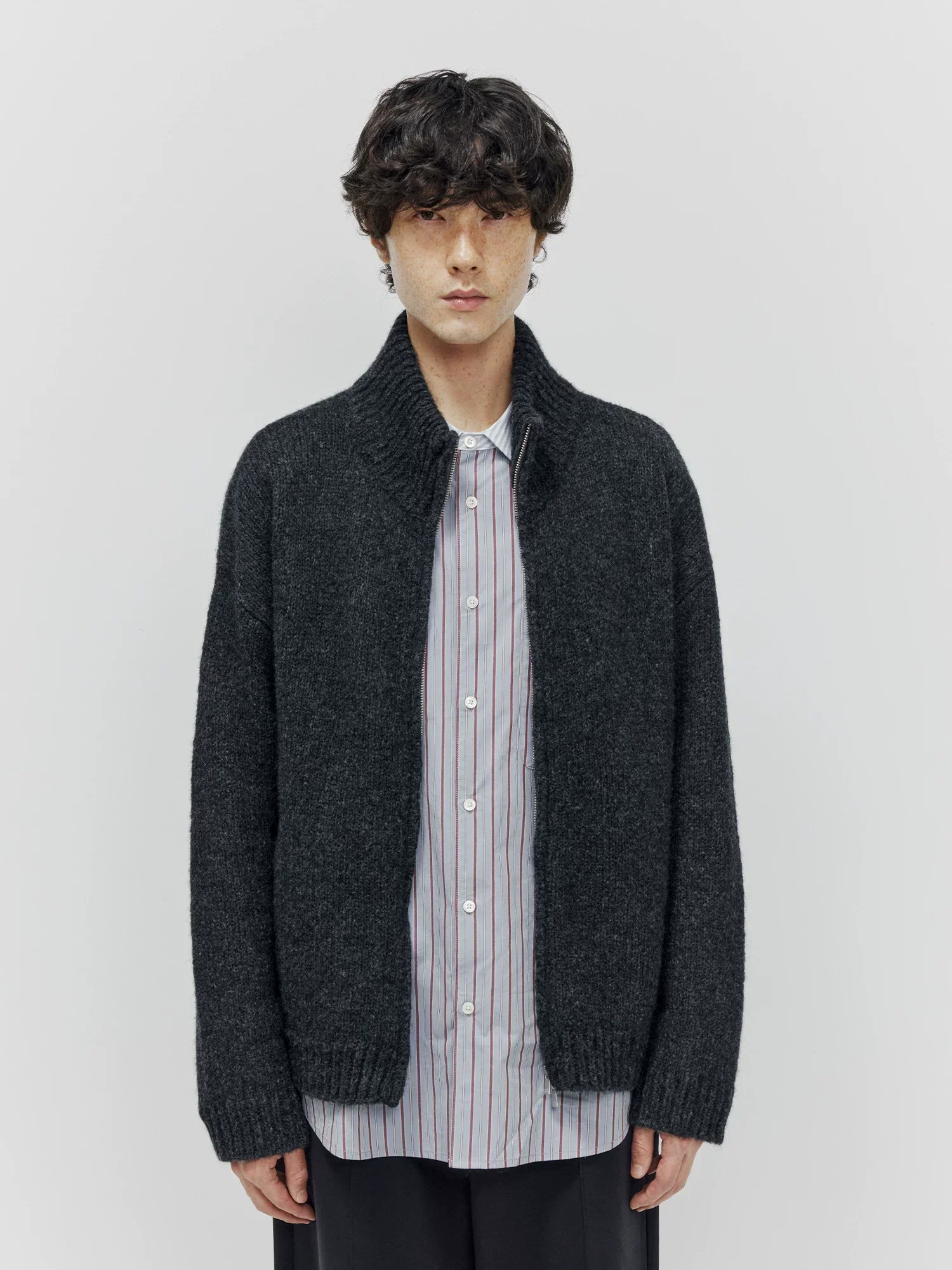 Alpaca Blend Stand-Collar Zip Cardigan - Image 2
