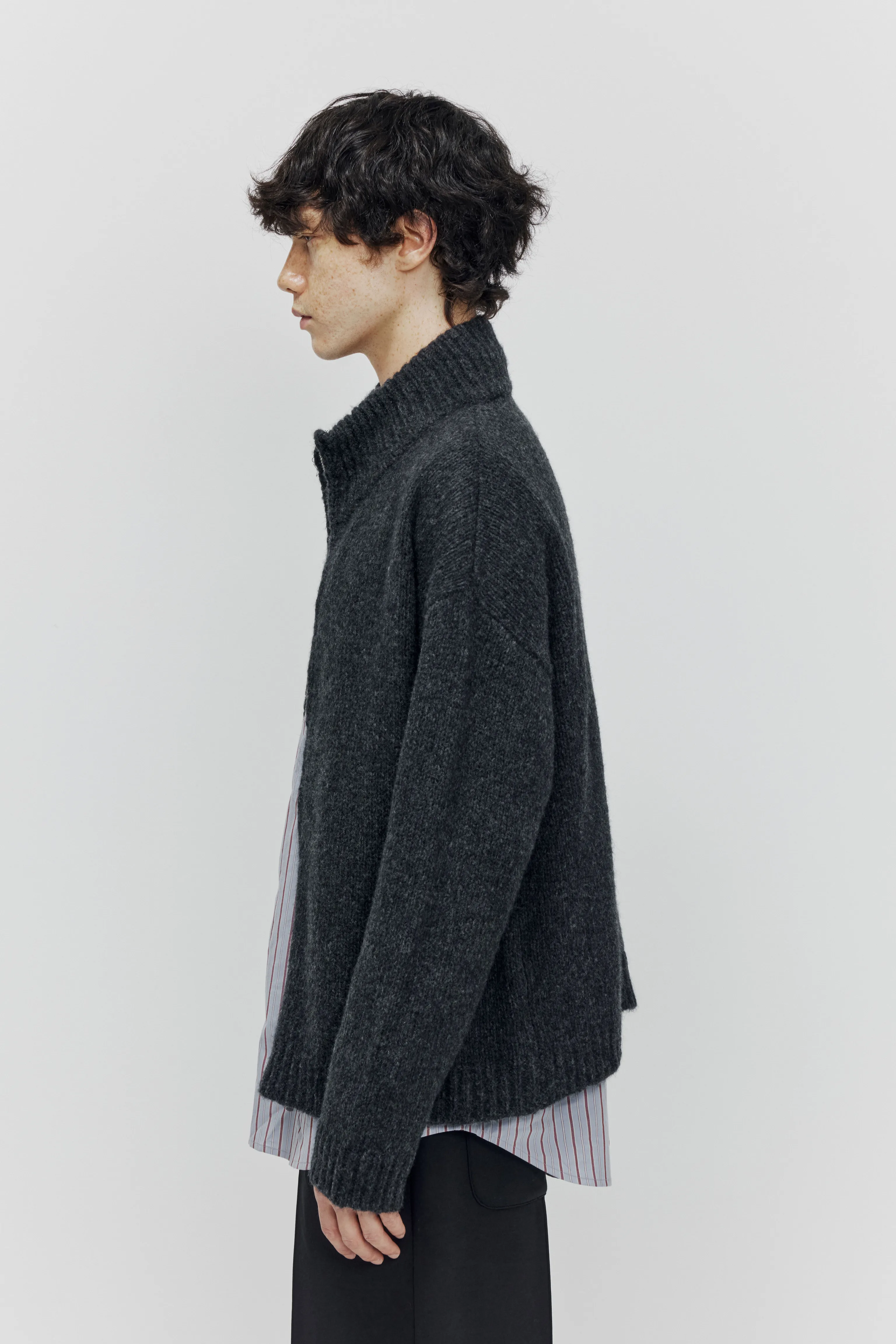 Alpaca Blend Stand-Collar Zip Cardigan - Image 3