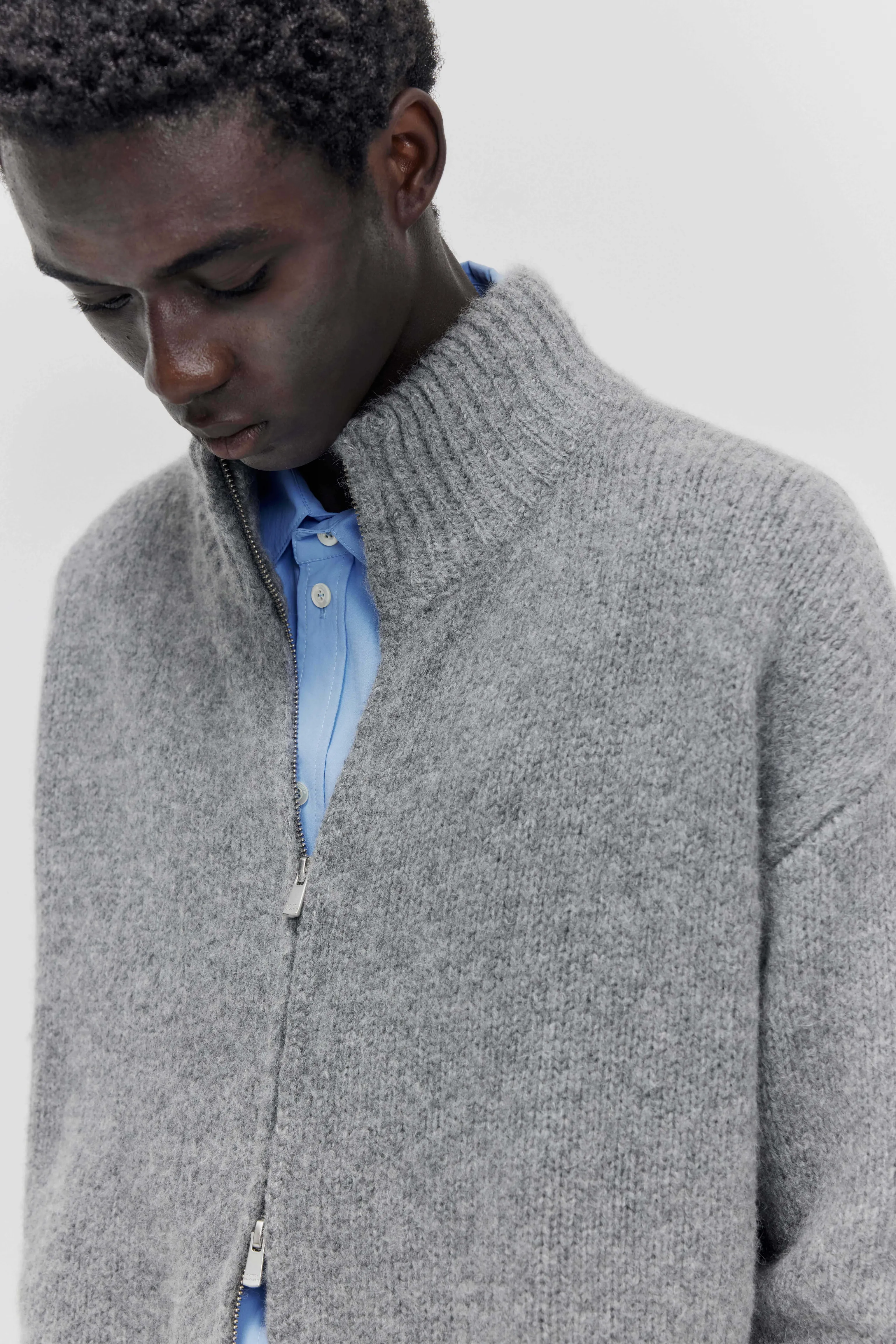 Alpaca Blend Stand-Collar Zip Cardigan - Image 5