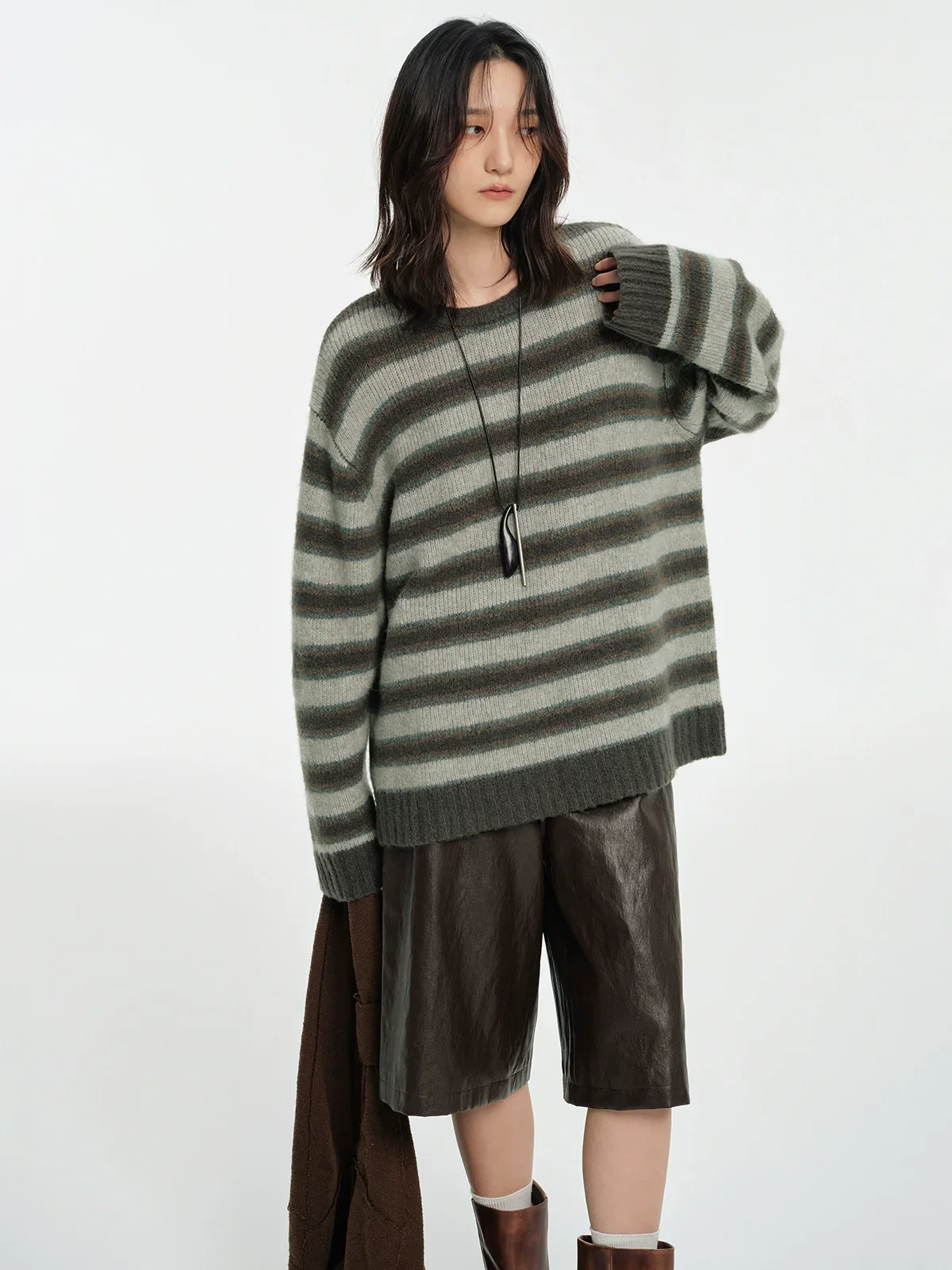 Alpaca-Blend Striped Crewneck Sweater - Image 3