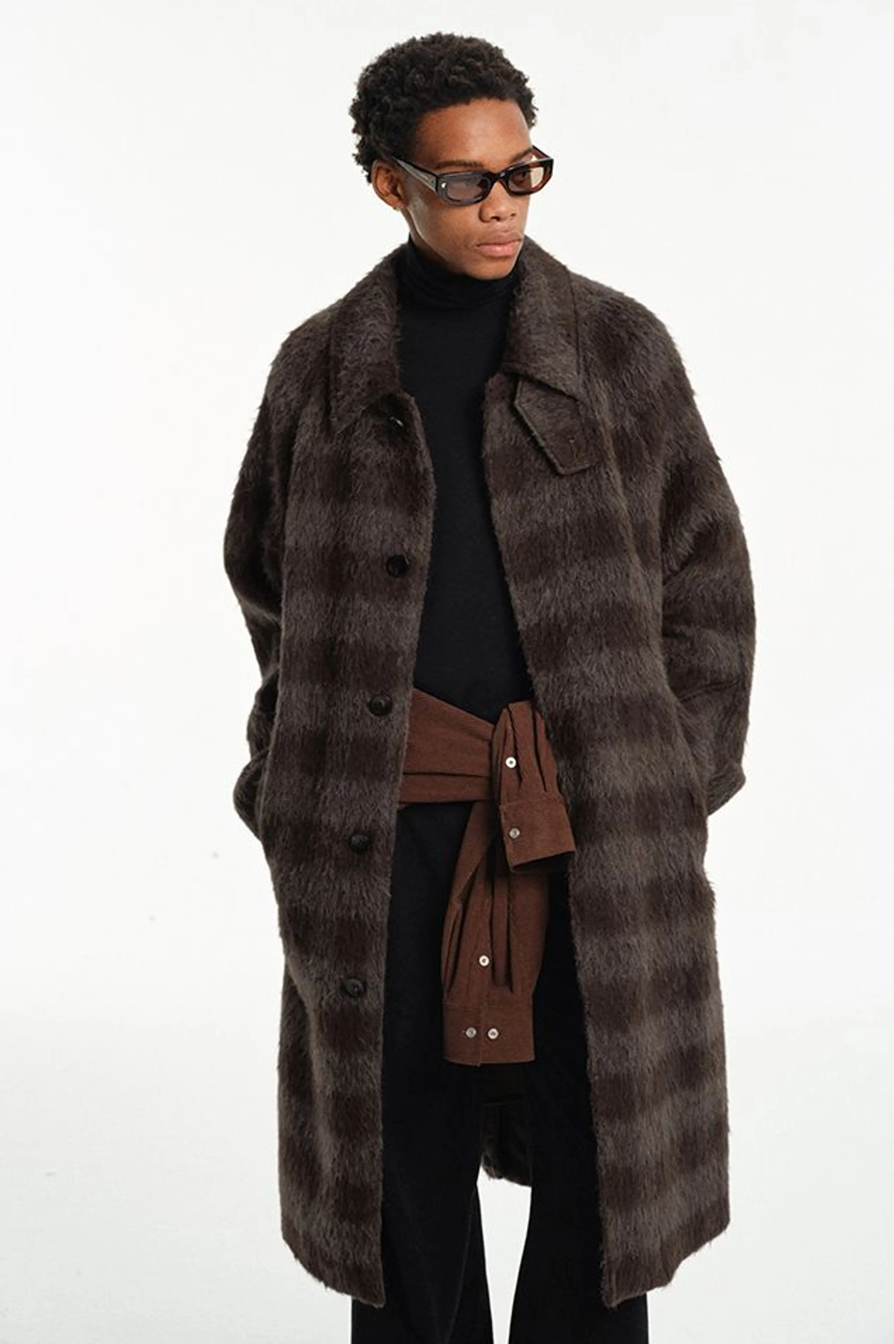 Alpaca Mohair Plaid Coat - Image 2