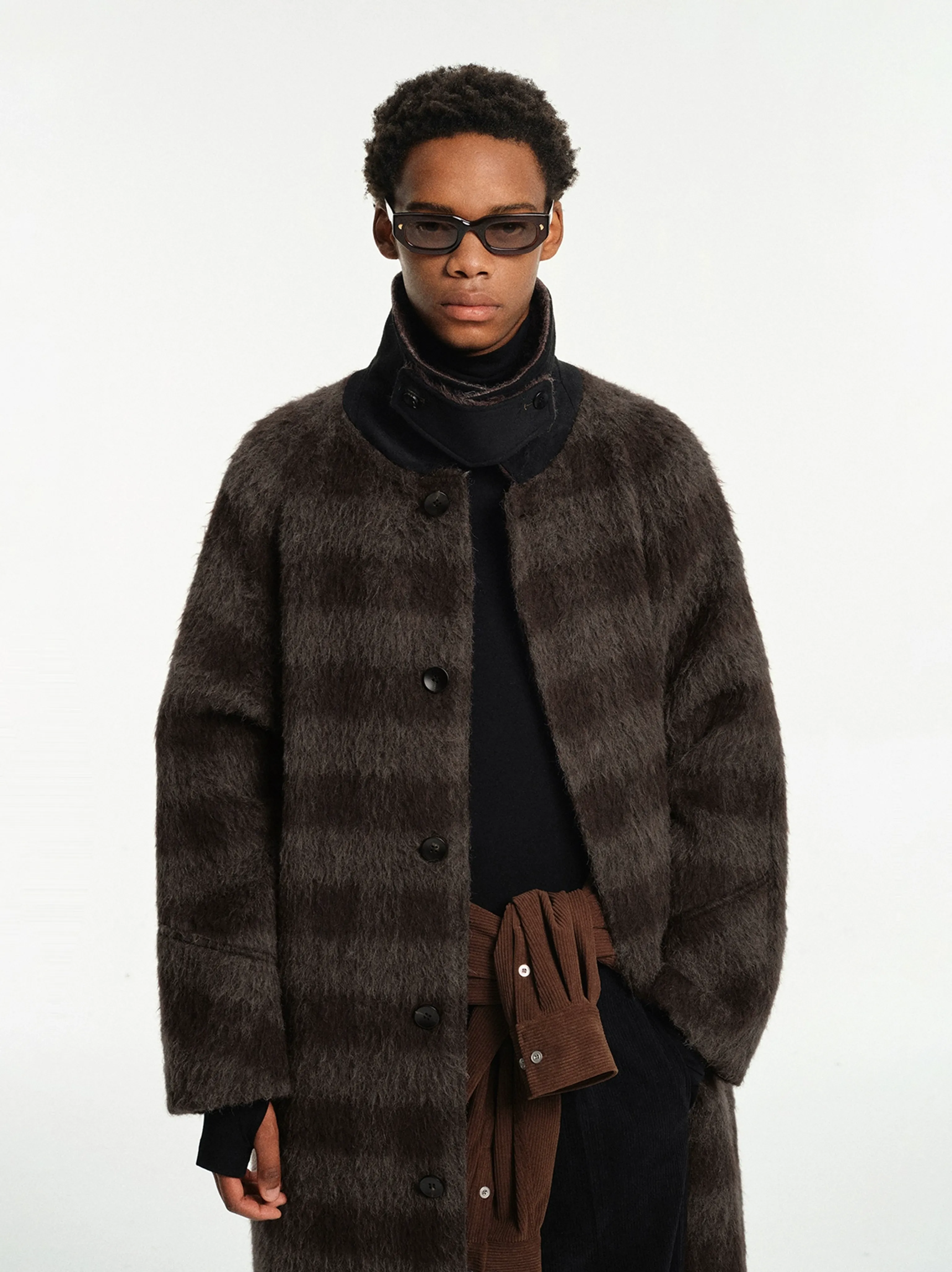 Alpaca Mohair Plaid Coat - Image 4