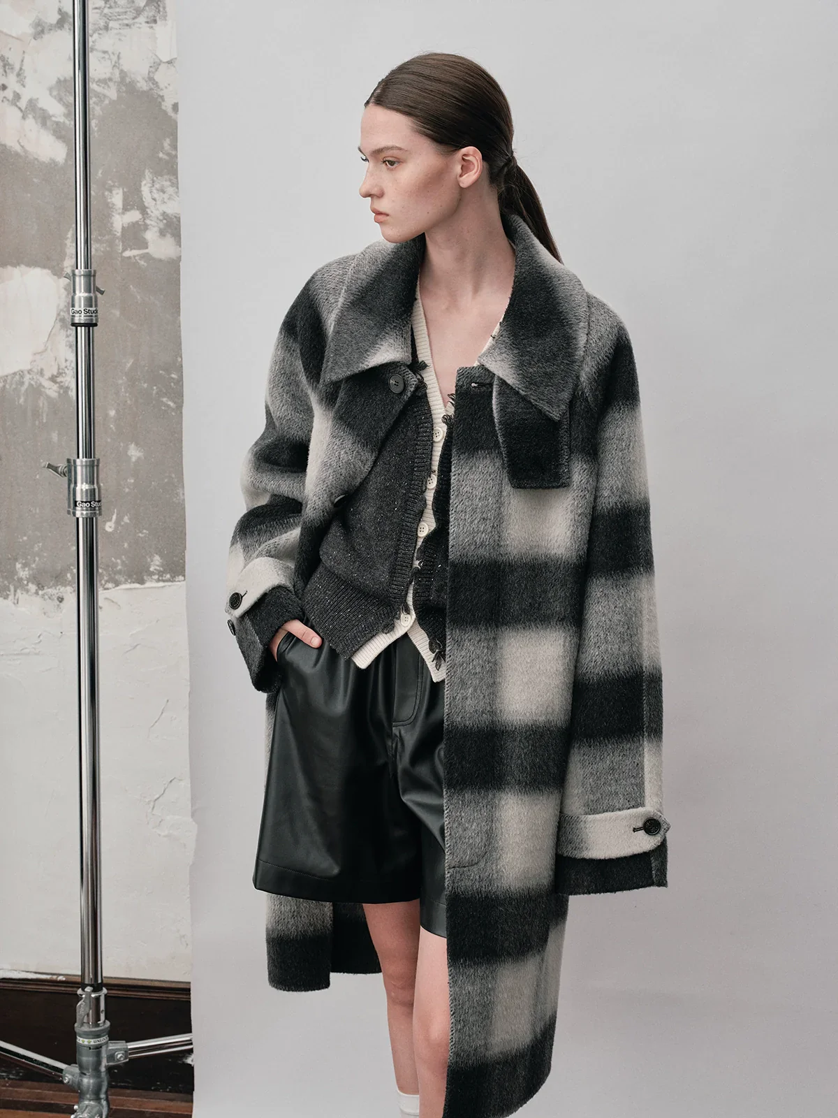 Alpaca Wool-Blend Plaid Overcoat - Image 2