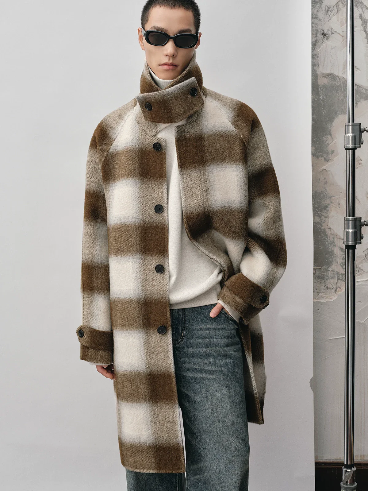 Alpaca Wool-Blend Plaid Overcoat - Image 3