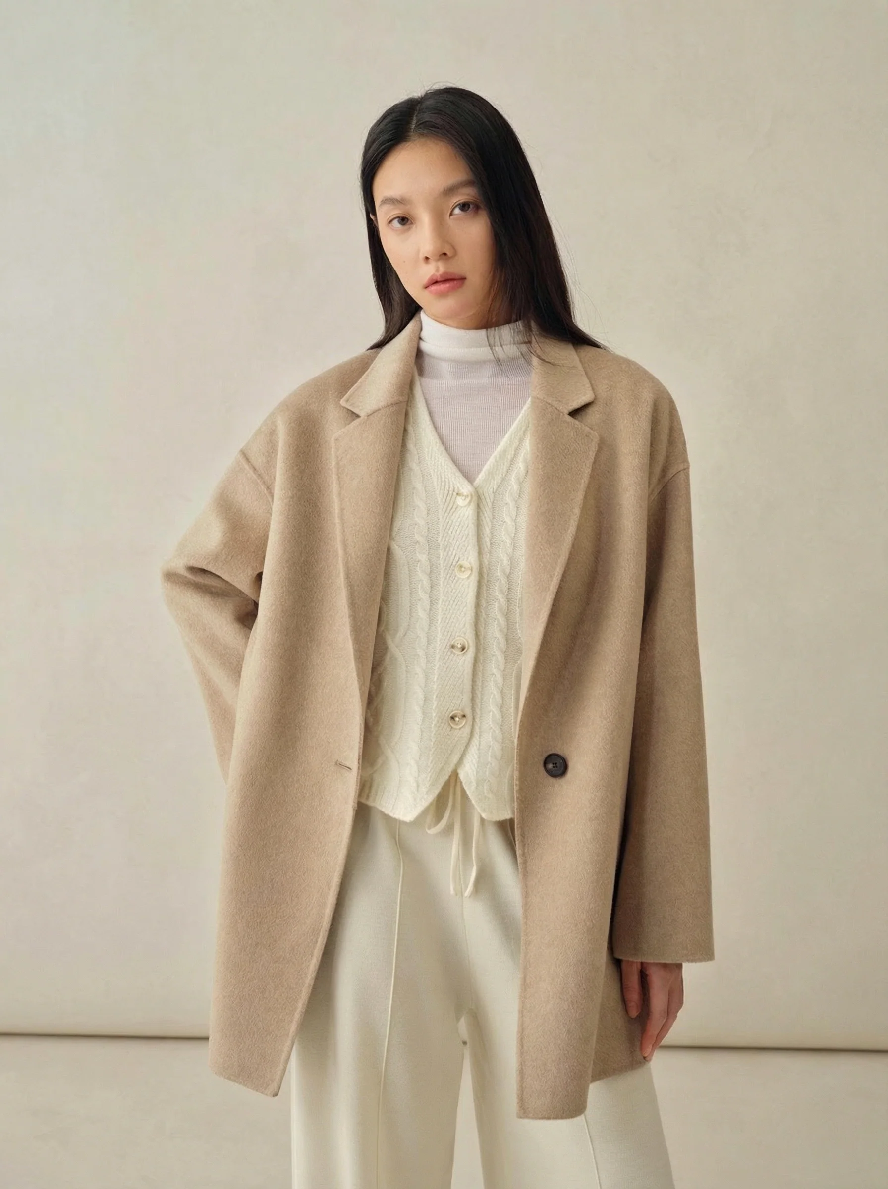 Alxa Cashmere One-Button Coat