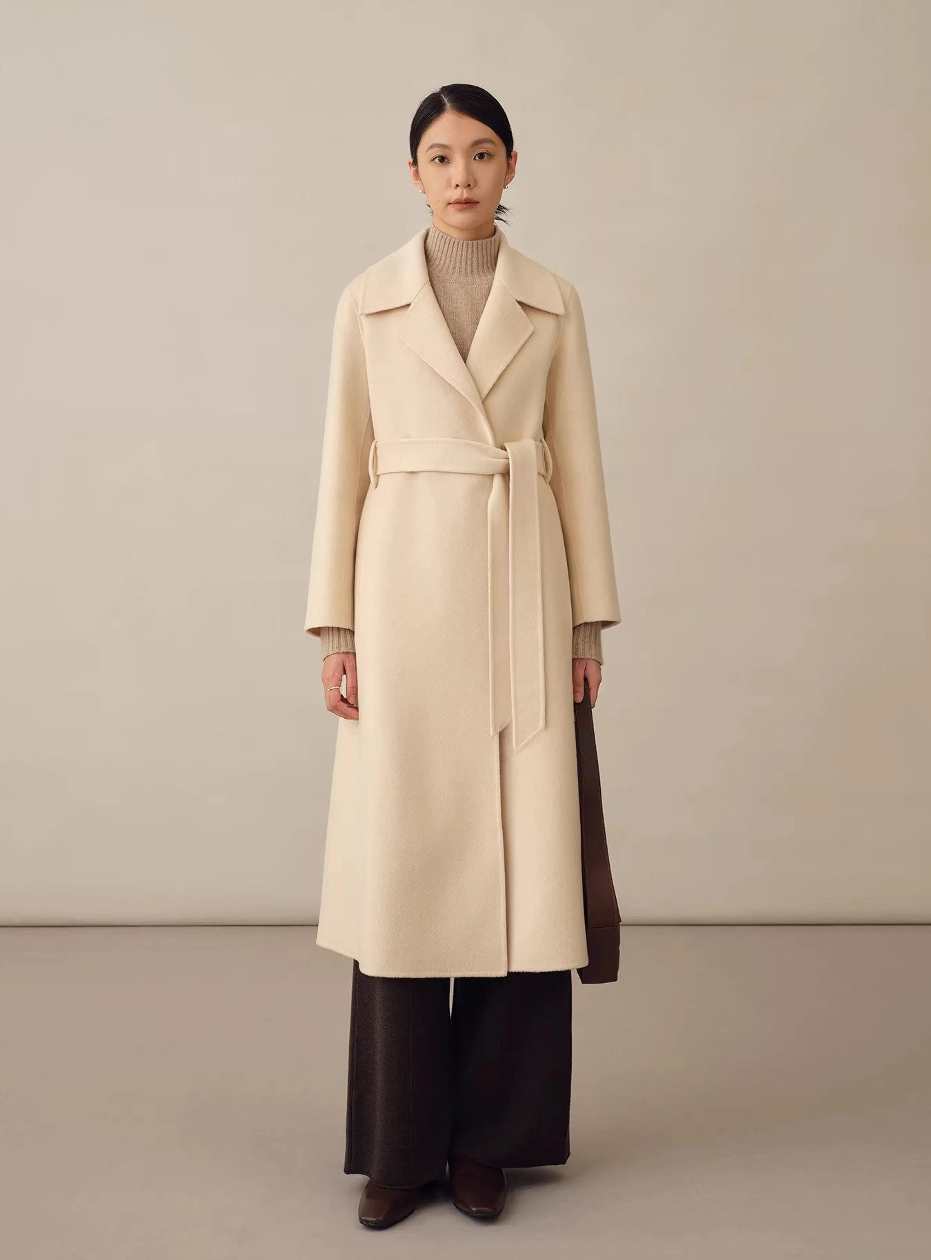 Alxa Double-Faced Cashmere-Wool Belted Coat